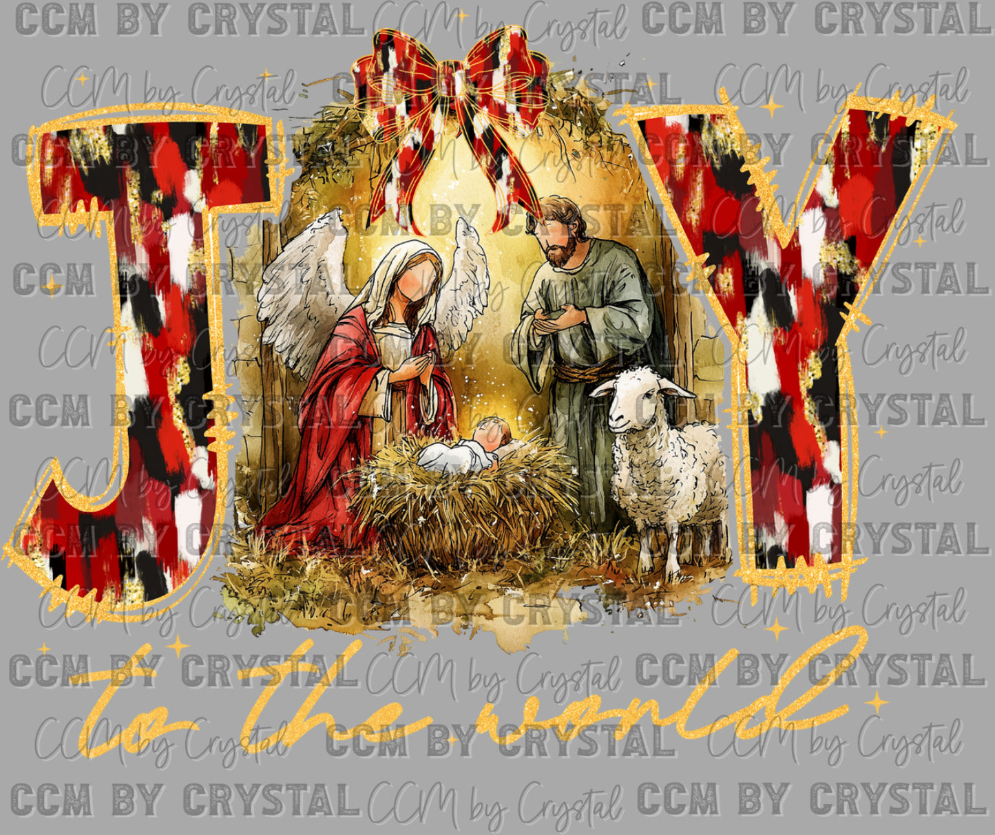 Gold Christmas Joy to the World Ready to Press Transfer DTF Transfer Sublimation Transfer