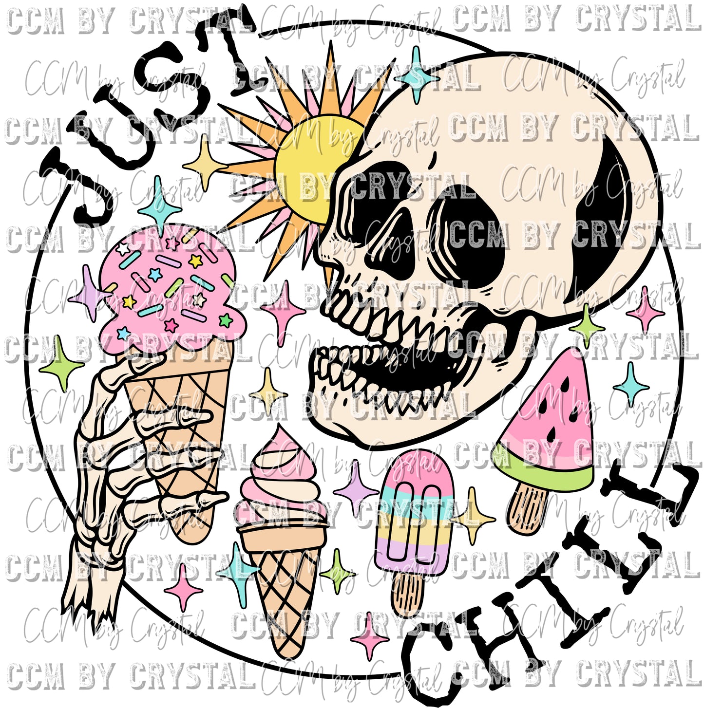 Just Chill Skellie Summer Ice Cream Ready to Press Transfer