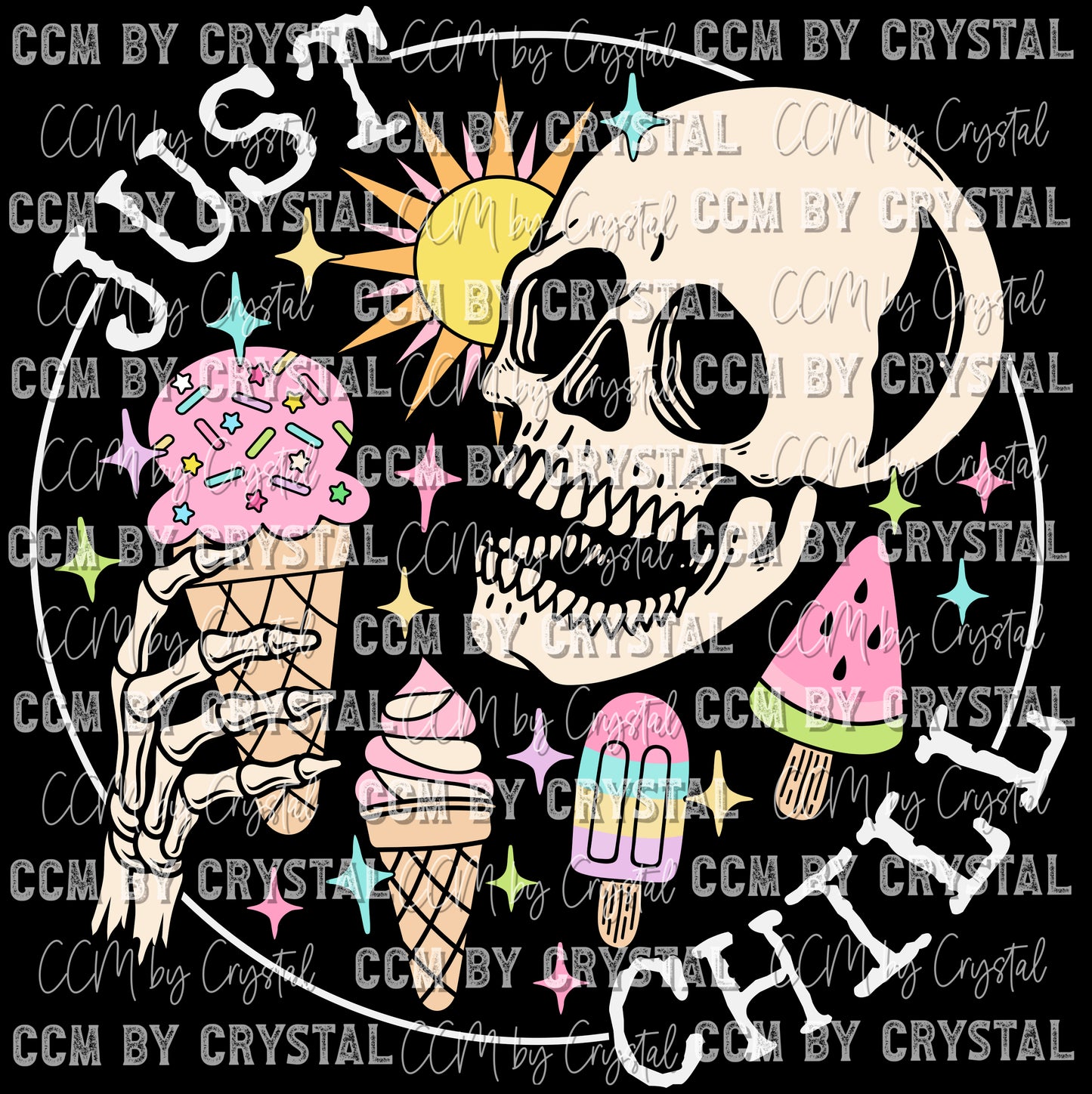 Just Chill Skellie Summer Ice Cream Ready to Press Transfer