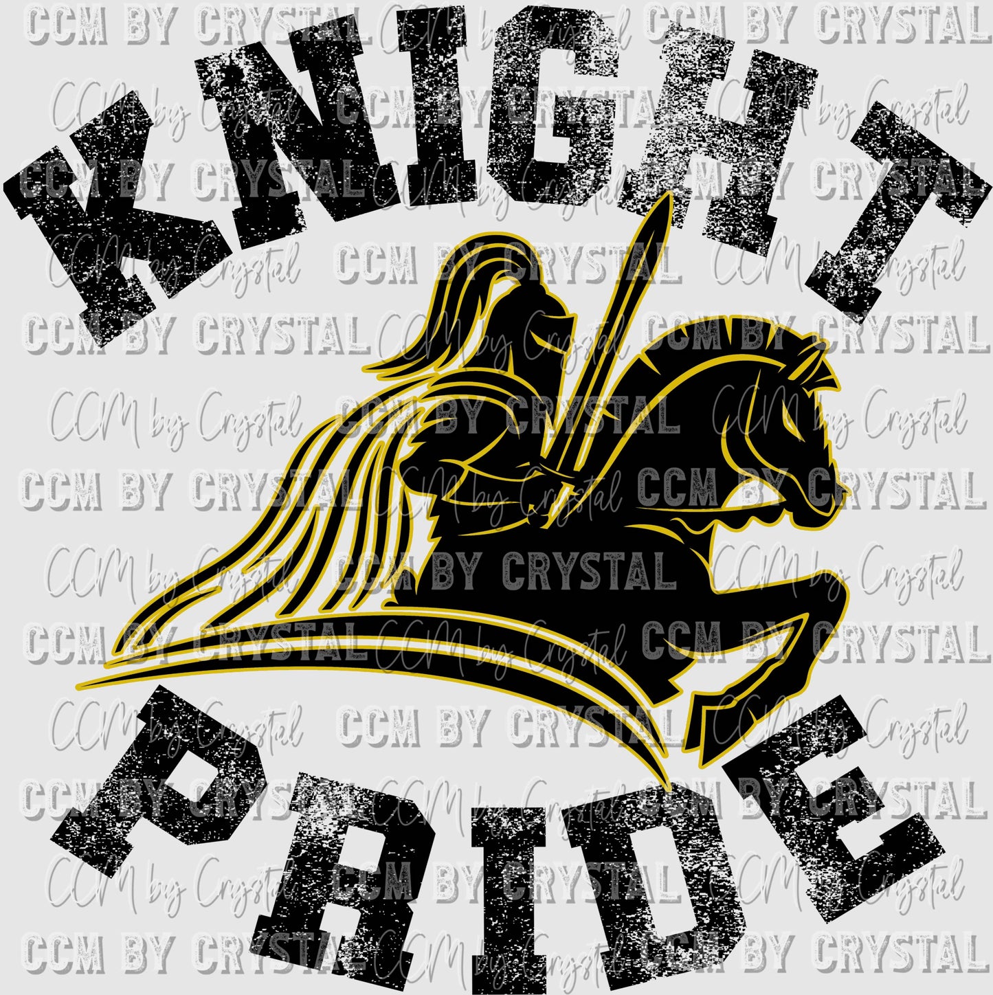 Knight Pride Gold and Black Mascot Ready to Press Transfer