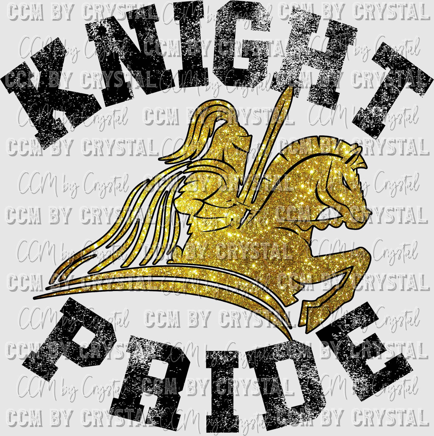 Knight Pride Gold and Black Mascot Ready to Press Transfer
