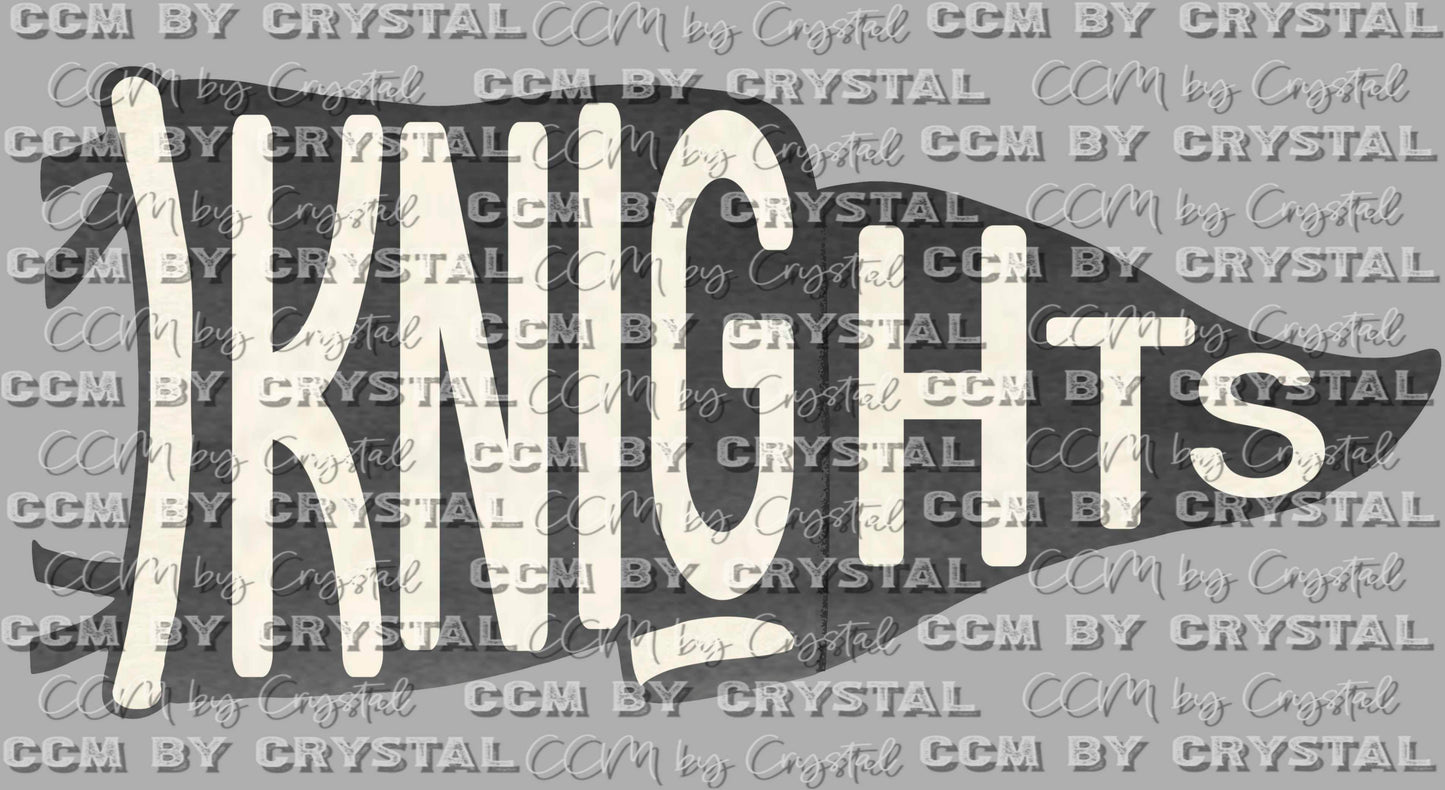 Knights Pennant Mascot Ready to Press Transfer DTF Transfer Sublimation Transfer
