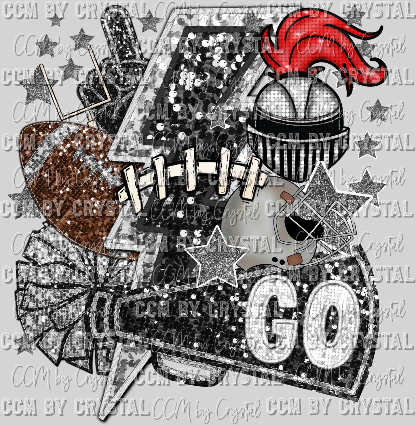 Knights Football Faux Sequins Faux Embroidery Ready to Press Transfer