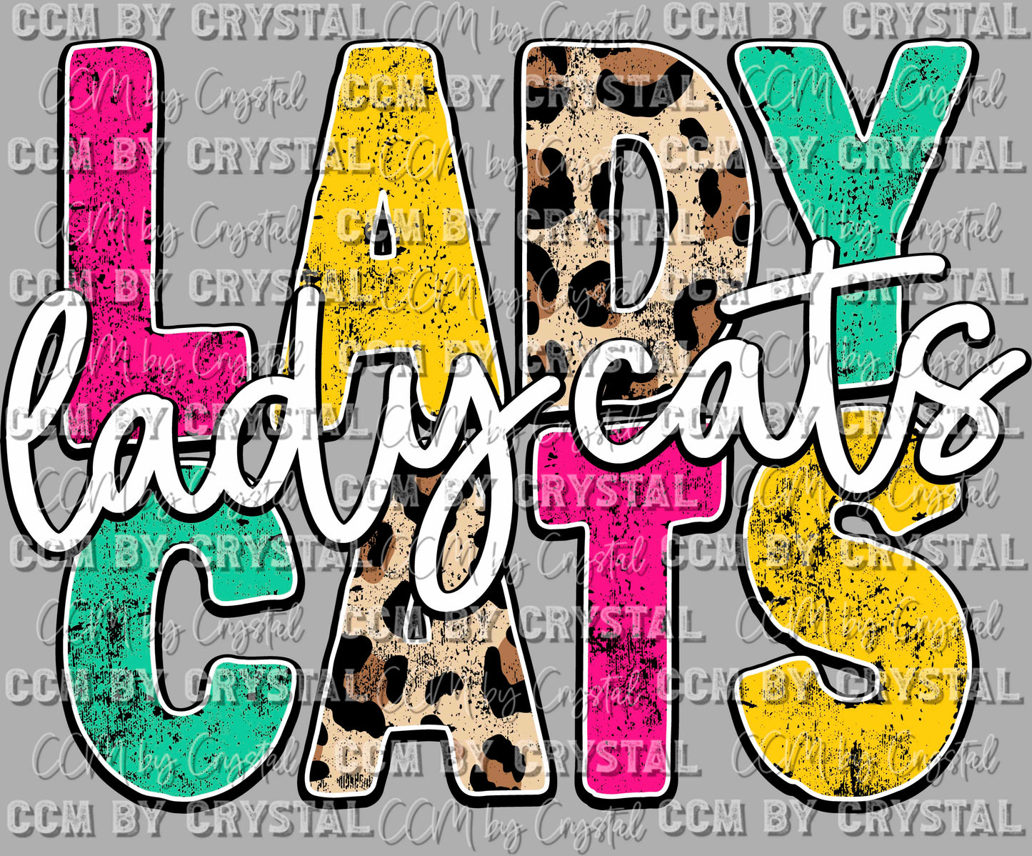 Lady Cats Leopard Mascot Ready to Press Transfer DTF Transfer Sublimation Transfer