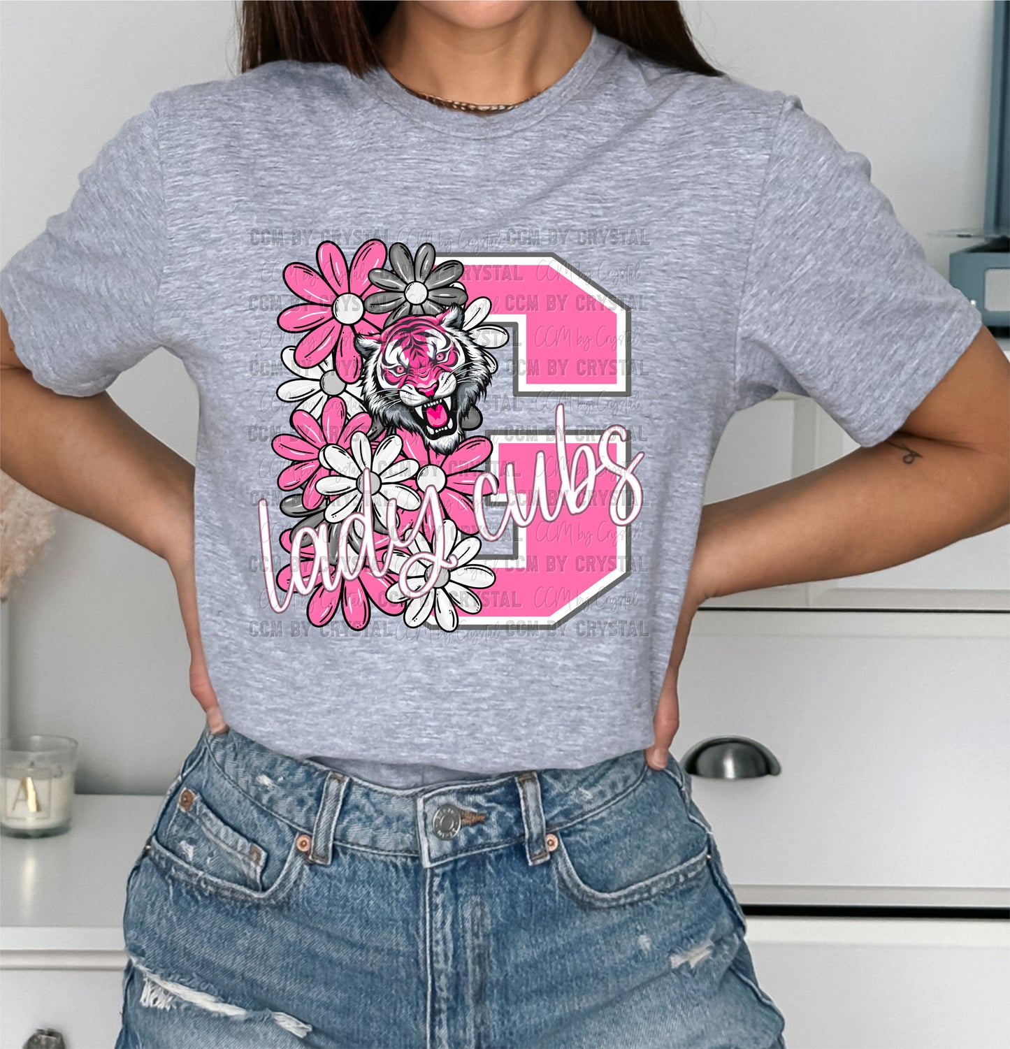 Goliad Lady Cubs Pink Floral Gildan Softstyle T-Shirt