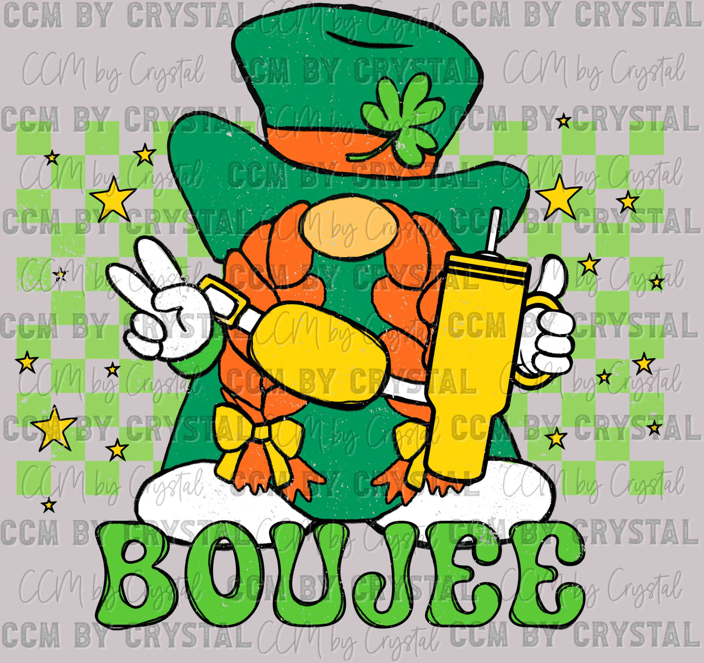 Boujee Green Leprechaun St. Patrick's Day Ready to Press Transfer