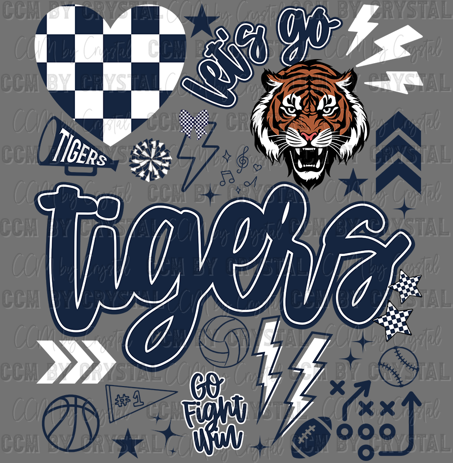 Let's Go Tigers Navy Ready to Press Transfer DTF Transfer Sublimation Transfer