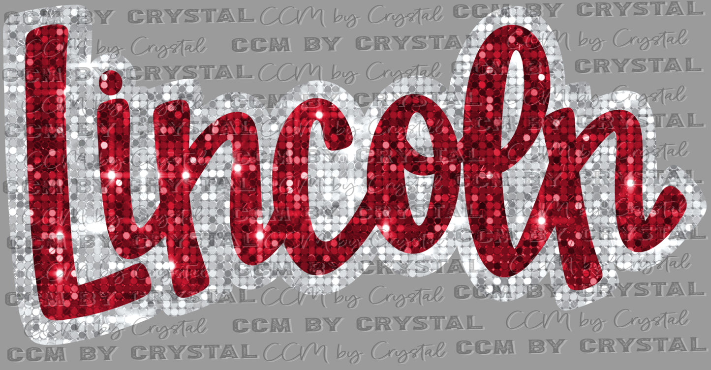 Lincoln Faux Glitter Ready to Press Transfer DTF Transfer Sublimation Transfer