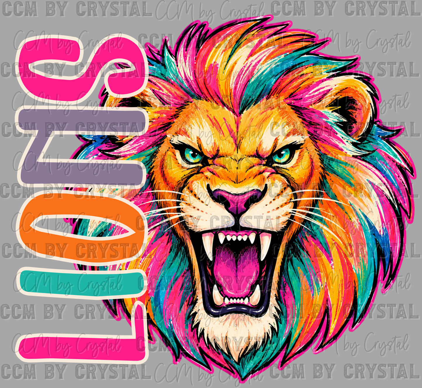 Lions Colorful Mascot Ready to Press DTF Transfers Sublimation Transfers
