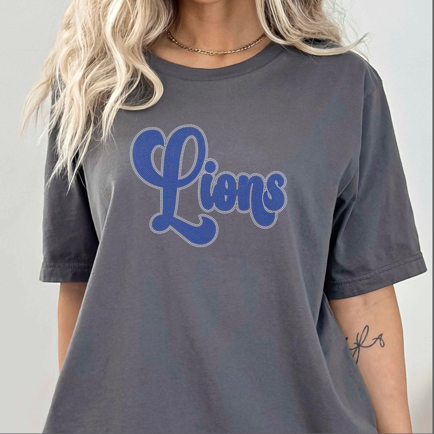 Lions 2-Color Approximately 11" wide Spangle Transfer