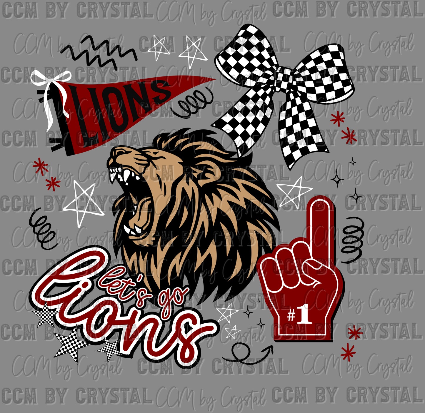 Let's Go Lions Mascot Ready to Press Transfer DTF Transfer Sublimation Transfer