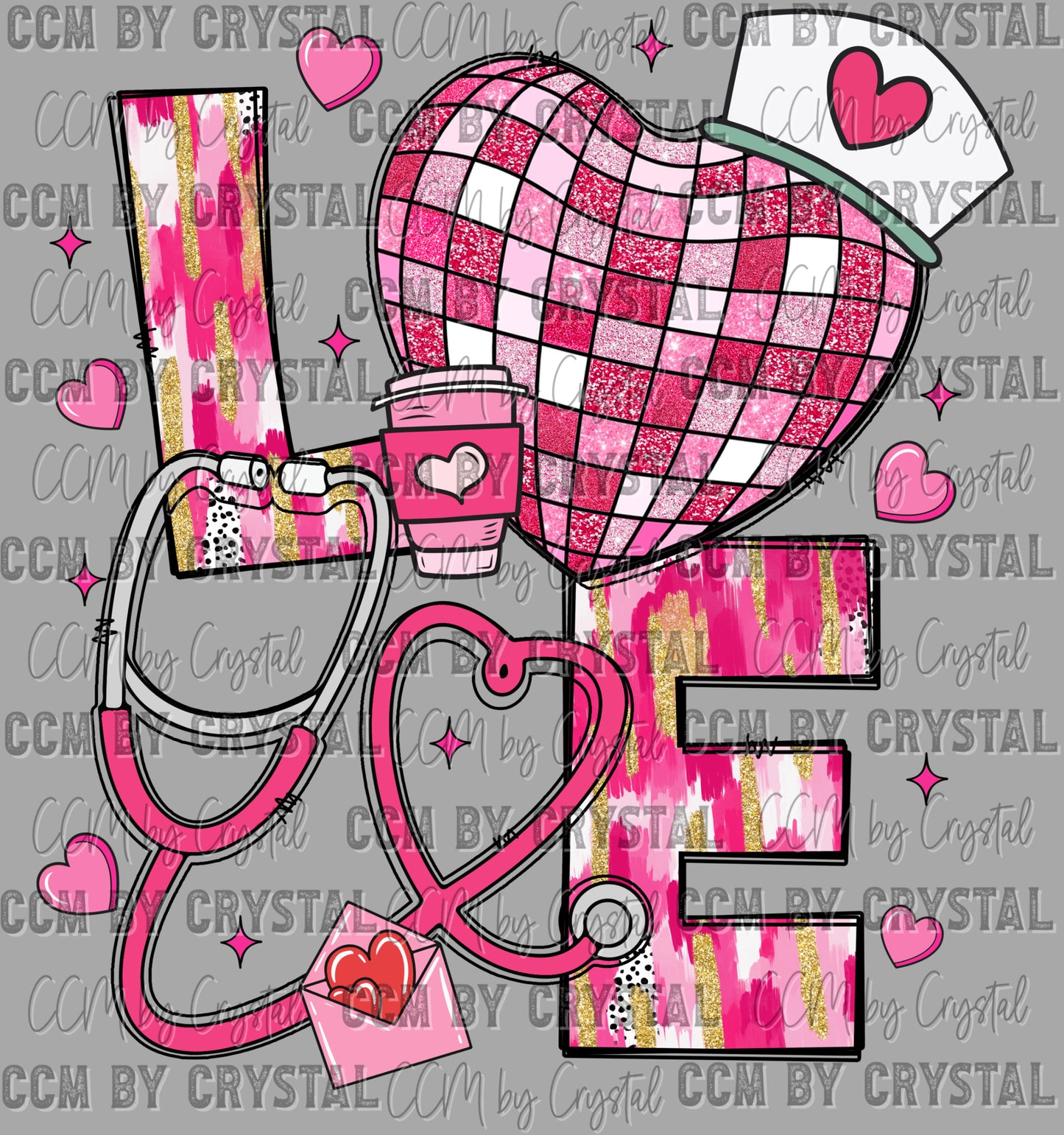 Love Nurse Valentines Day Ready to Press Transfer DTF Transfer Sublimation Transfer