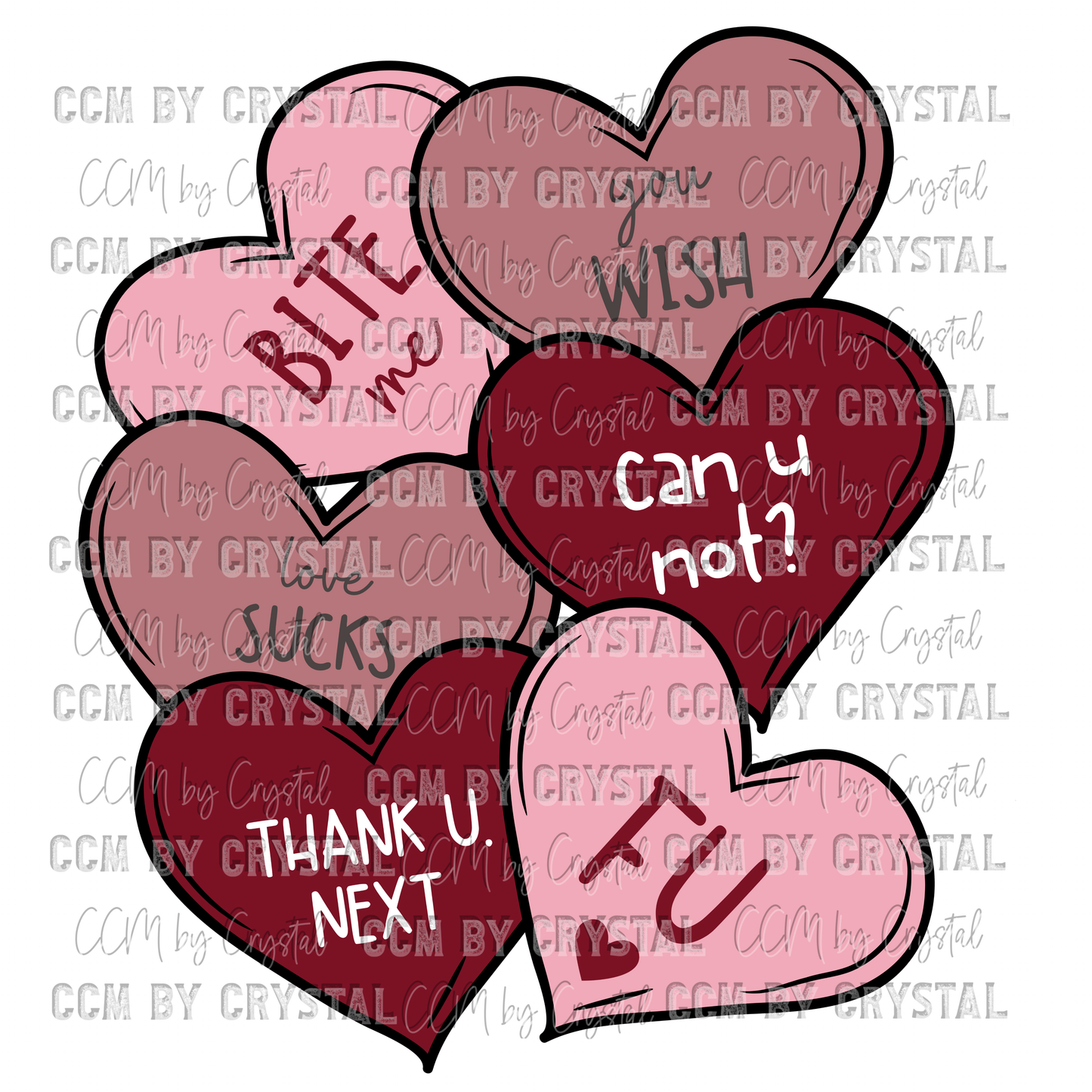 Valentines Day Love Sucks Hearts Ready to Press Transfer