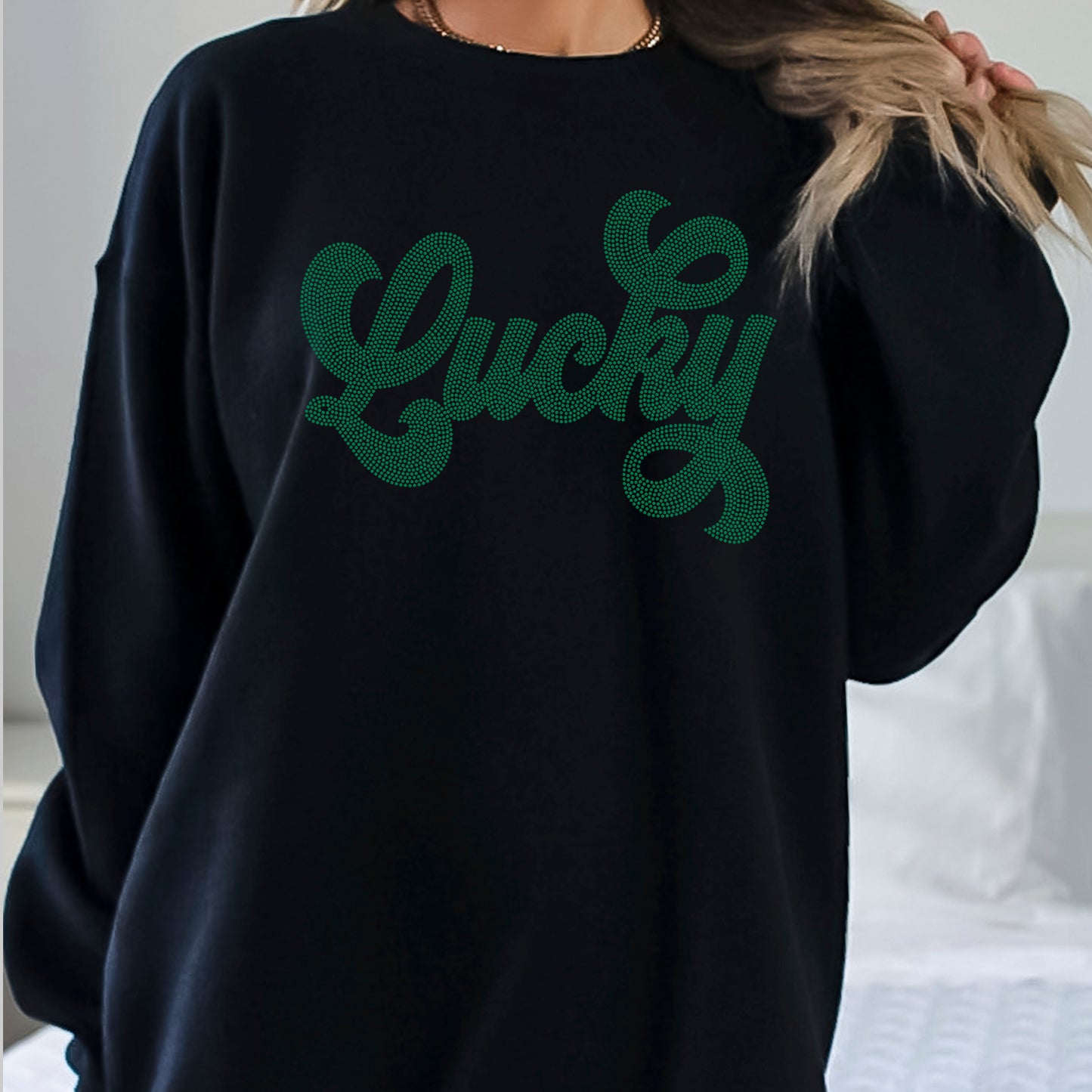Lucky St Patrick's Day 11" Wide Spangle Ready to Press Transfer