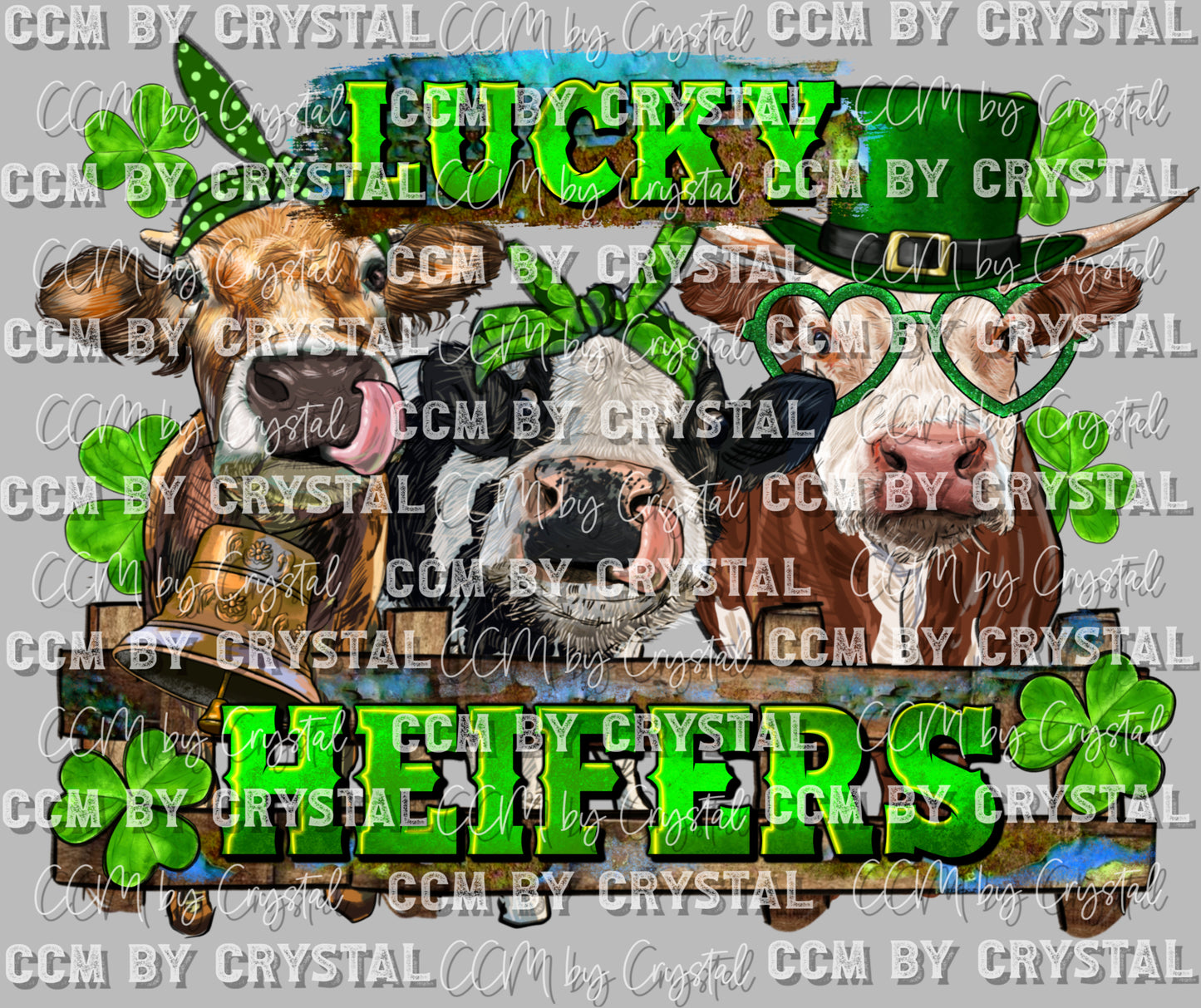 Lucky Heifers St. Patrick's Day Ready to Press Transfer