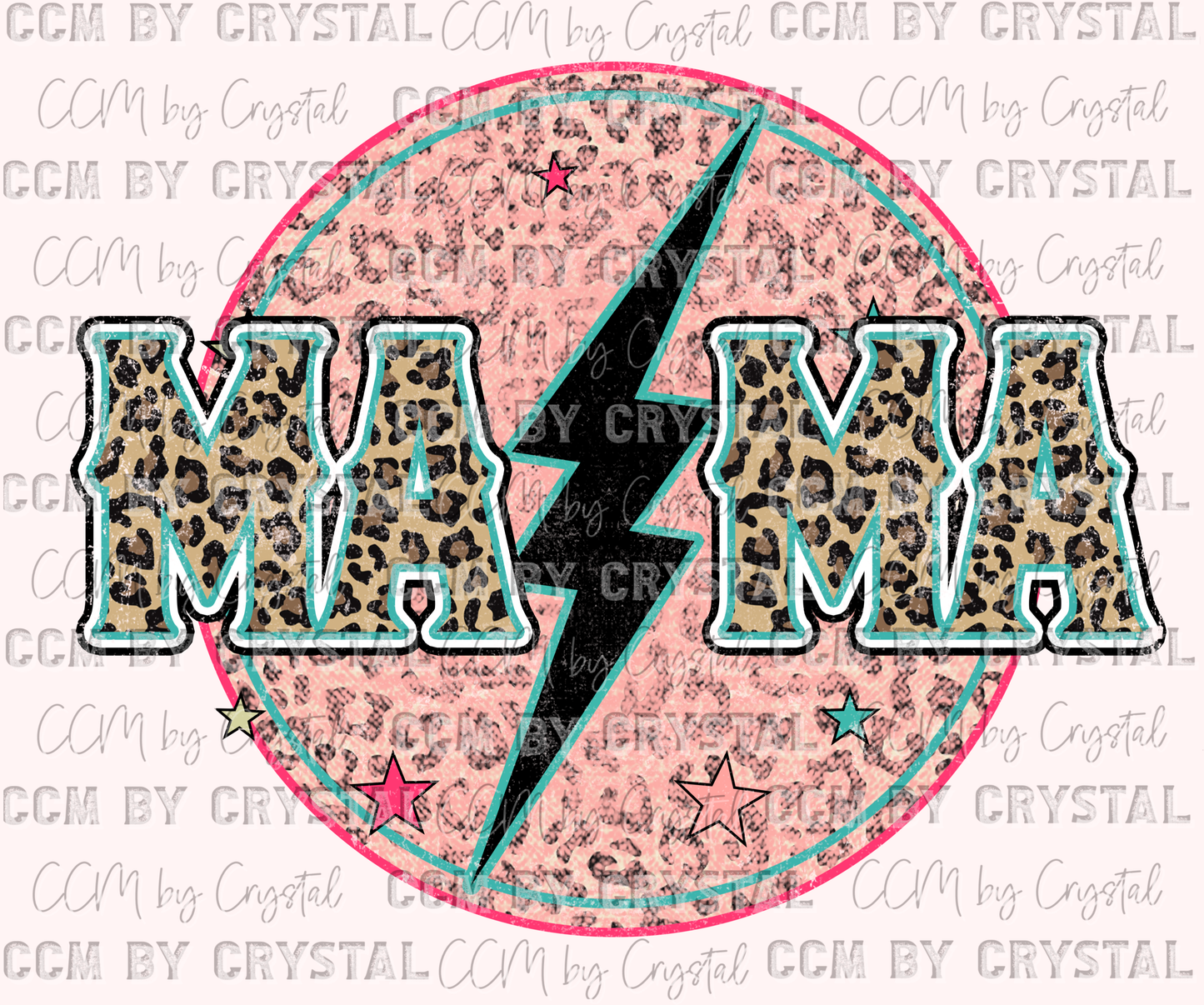 Mama Leopard Lighting Bolt Ready to Press Transfer