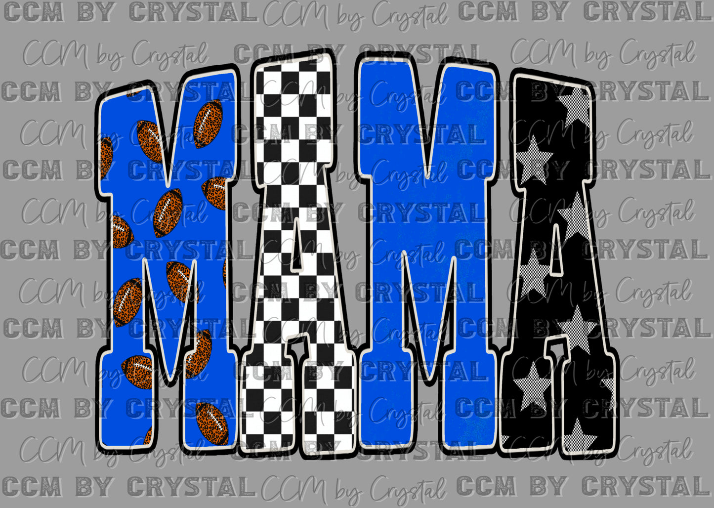 Football Mama Royal Blue Ready to Press Instant Peel DTF Transfers Sublimation Transfers