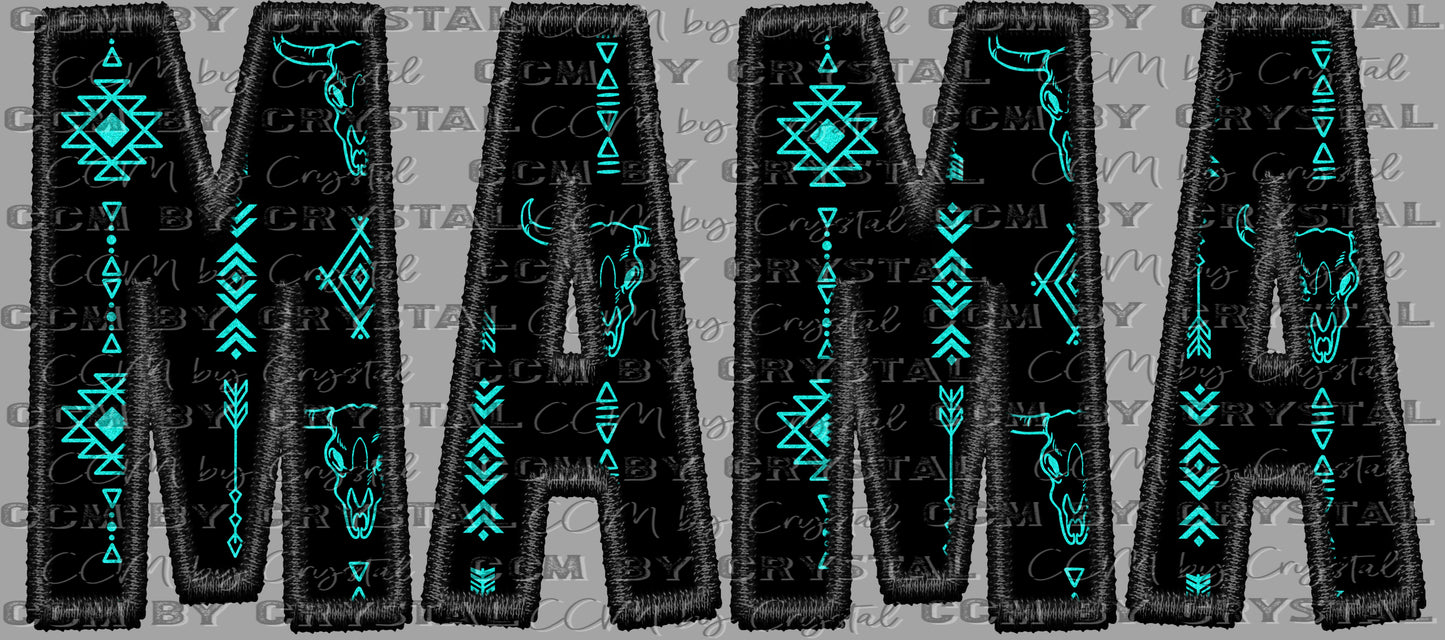 Western Aztec Mama Faux Embroidery Ready to Press Transfer DTF Transfer Sublimation Transfer