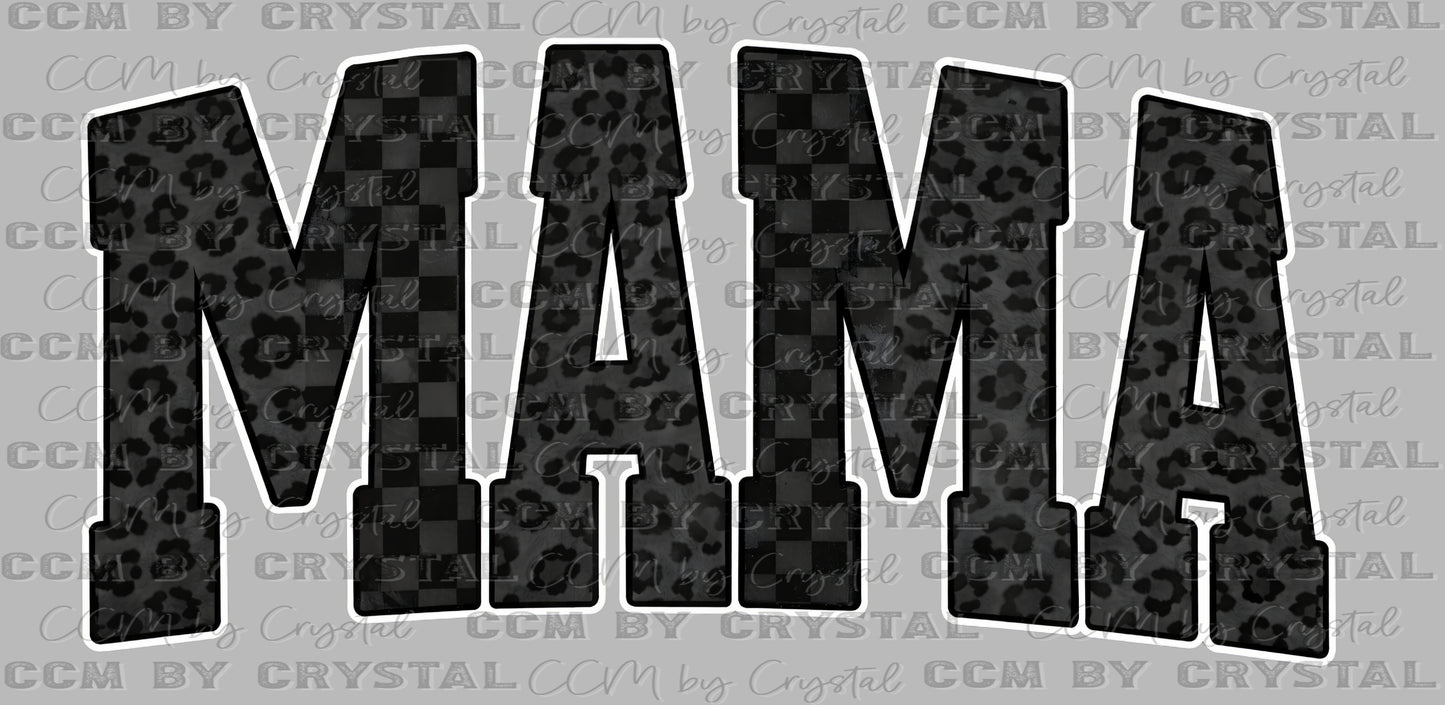 Mama Black Leopard Checker DTF Transfer Sublimation Transfer