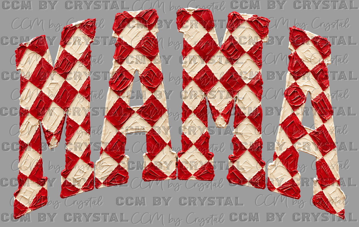 Mama Red, White Faux Texture Ready to Press DTF Transfers