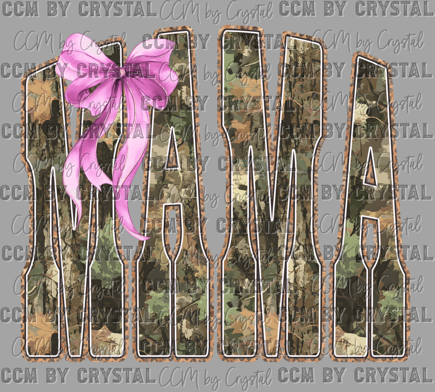 Mama Camo Pink Bow Ready to Press Instant Peel DTF Transfers Sublimation Transfers