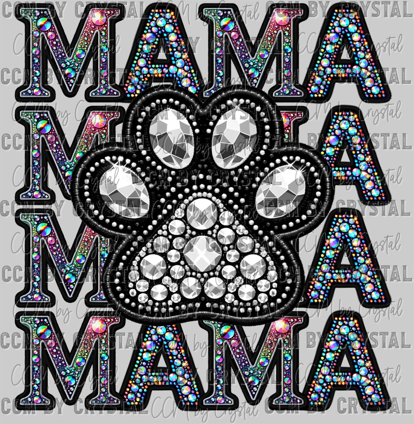 Mama Paw Faux Rhinestones Ready to Press Transfer DTF Transfer Sublimation Transfer