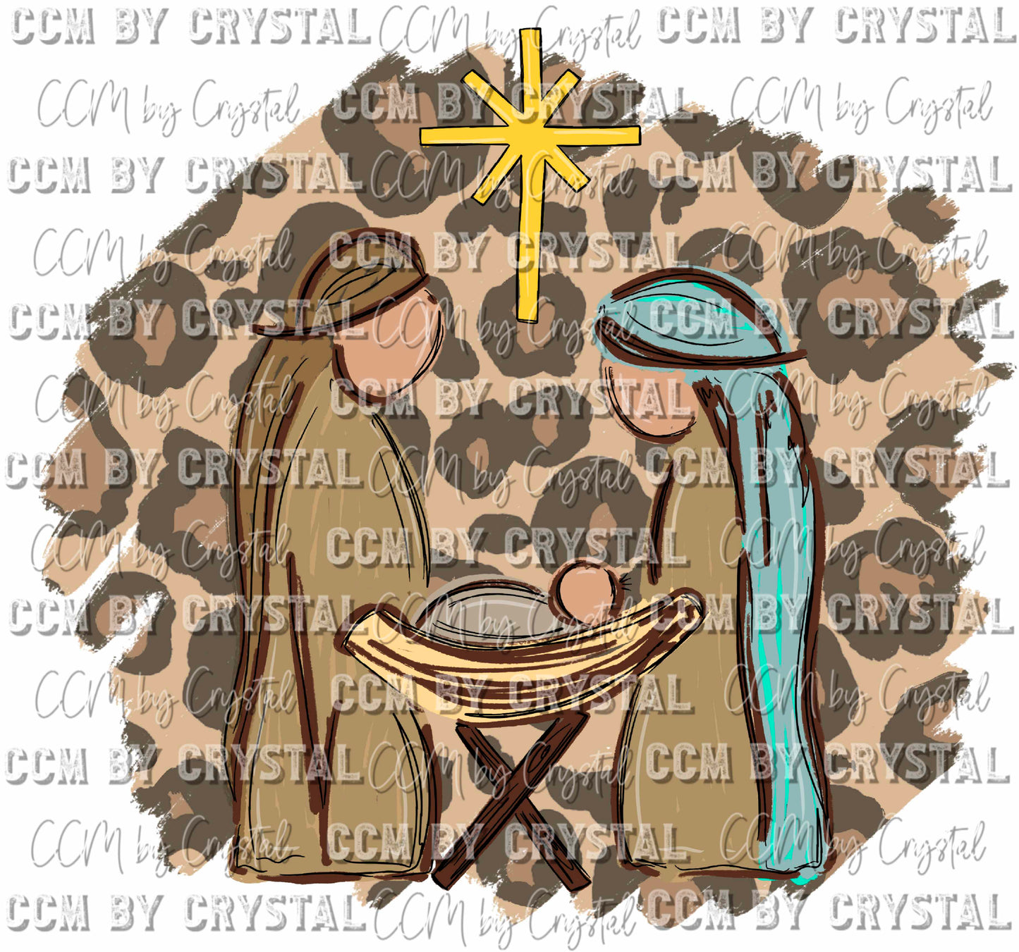 Leopard Manger Baby Jesus Ready To Press Transfer DTF Sublimation