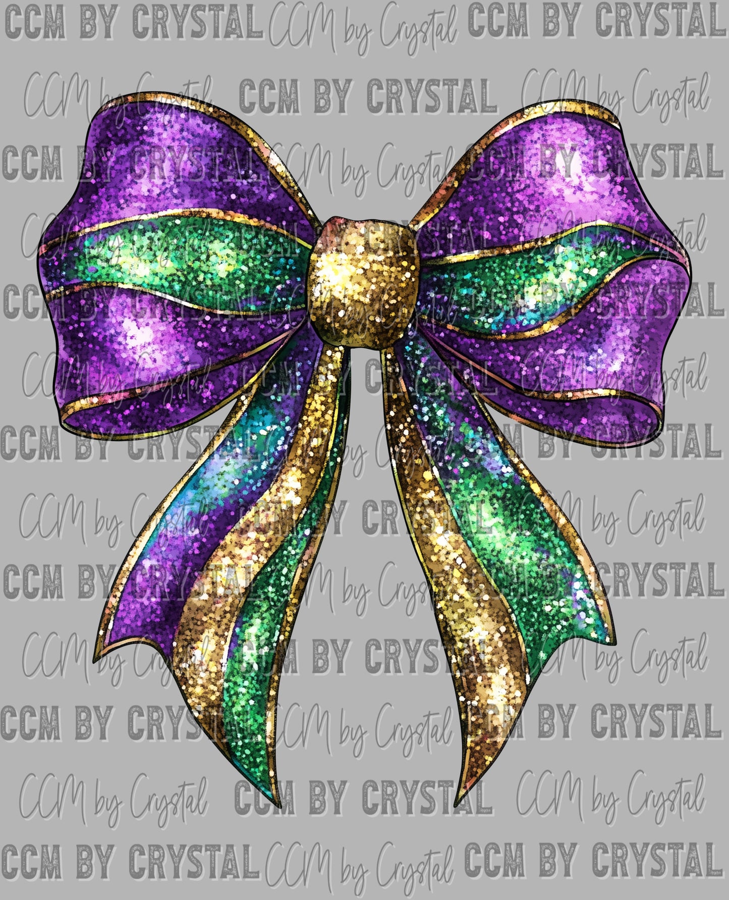 Mardi Gras bow Ready to Press Transfer DTF Transfer Sublimation Transfer