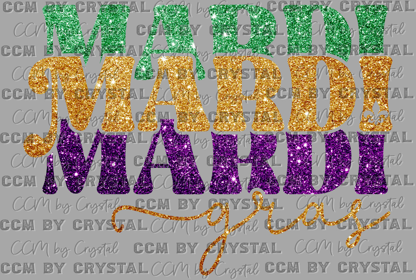 Mardi Gras Faux Glitter Ready to Press Transfer DTF Transfer Sublimation Transfer