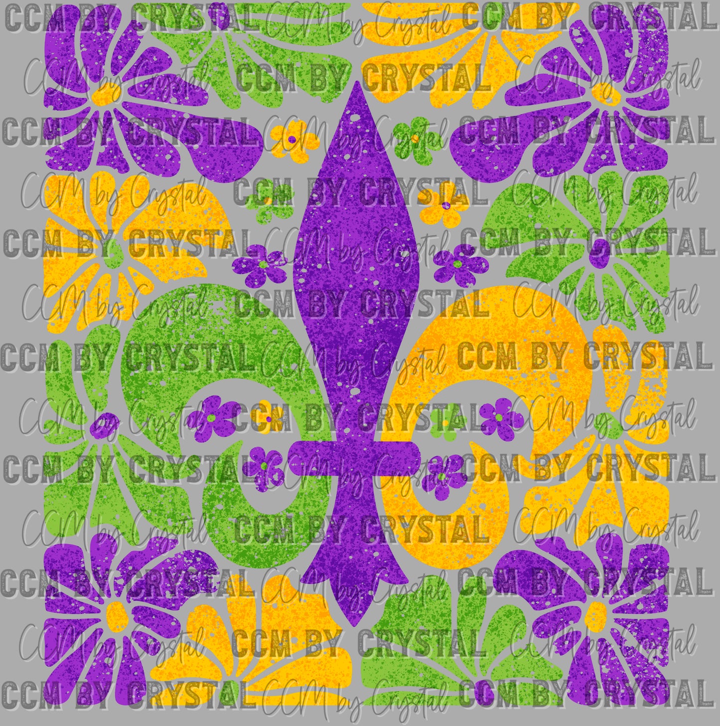 Mardi Gras Grunge Ready to Press Transfer DTF Transfer Sublimation Transfer
