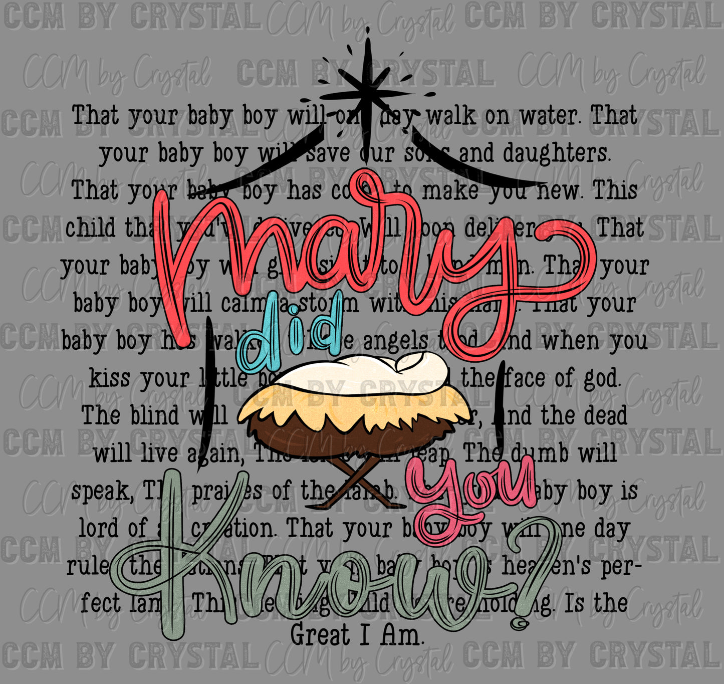 Mary Did You Know Manger Christmas Religious Ready to Press Instant Peel DTF Transfers Sublimation Transfers