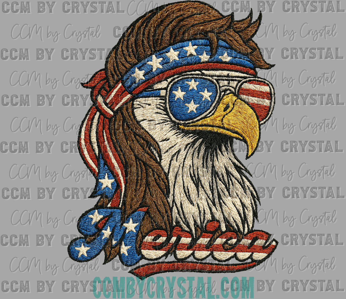 Merica Eagle Faux Embroidery Fourth of July 4th Patriotic Ready to Press Transfer DTF Transfer Sublimation Transfer