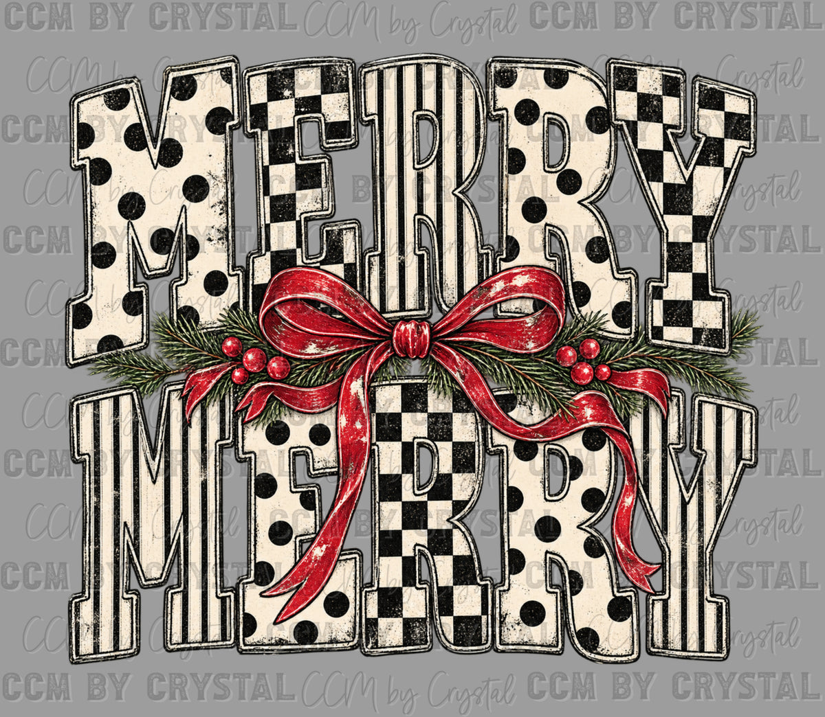 Merry Christmas Black White Ready to Press DTF Transfers Sublimation Transfers