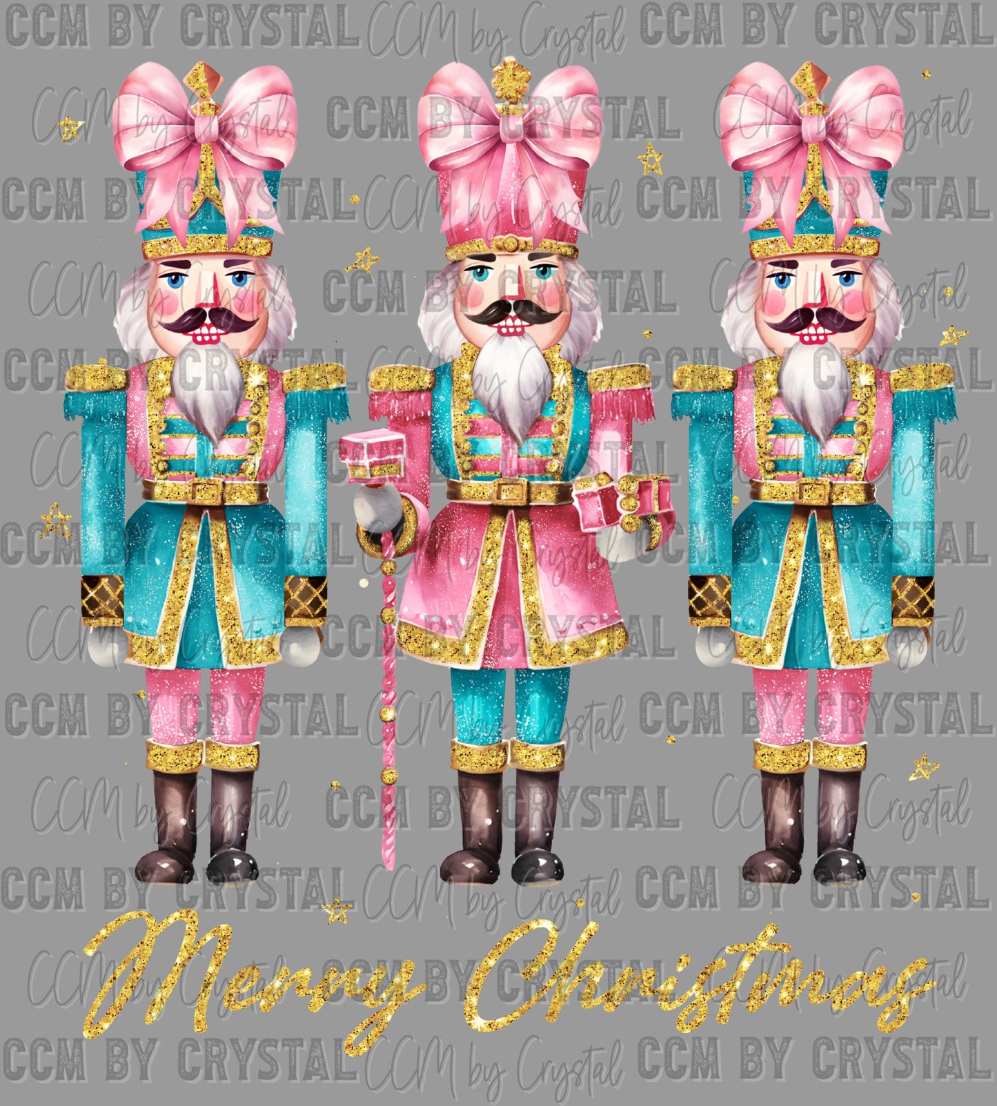 Merry Christmas Faux Glitter Nutcracker Ready to Press Transfer DTF Transfer Sublimation Transfer