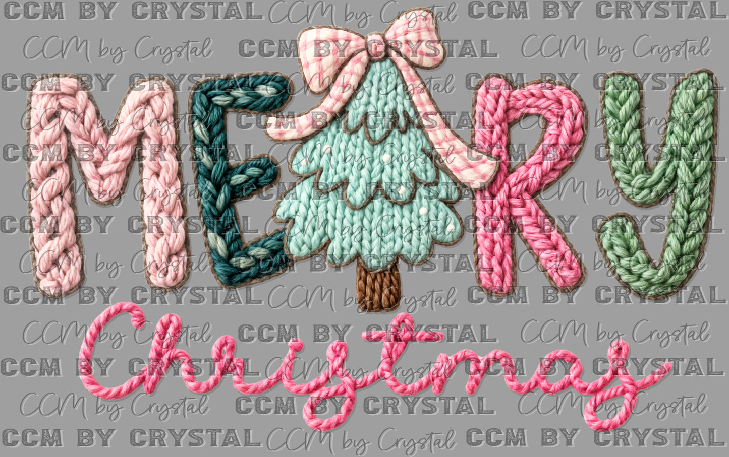 Merry Christmas Faux Fake Yarn Ready to Press Transfer Instant Peel DTF Transfer Sublimation Transfer