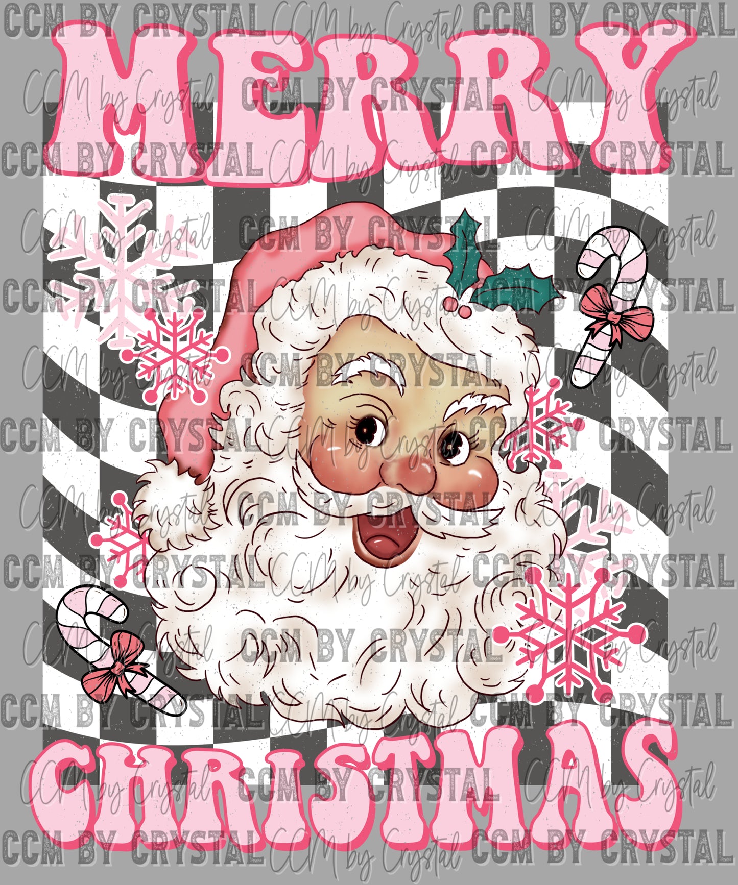 Pink Santa merry Christmas Ready to Press Transfer DTF Transfer