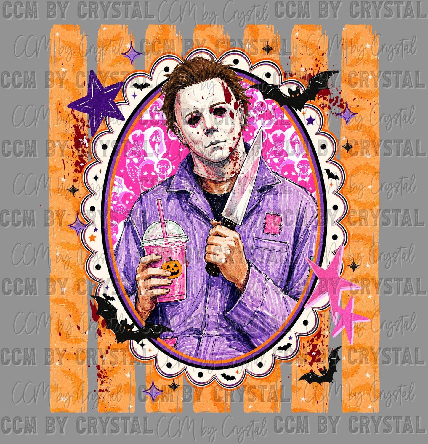 Bright Color Horror Jumpsuit Mask Halloween Ready to Press DTF Transfers Sublimation Transfers