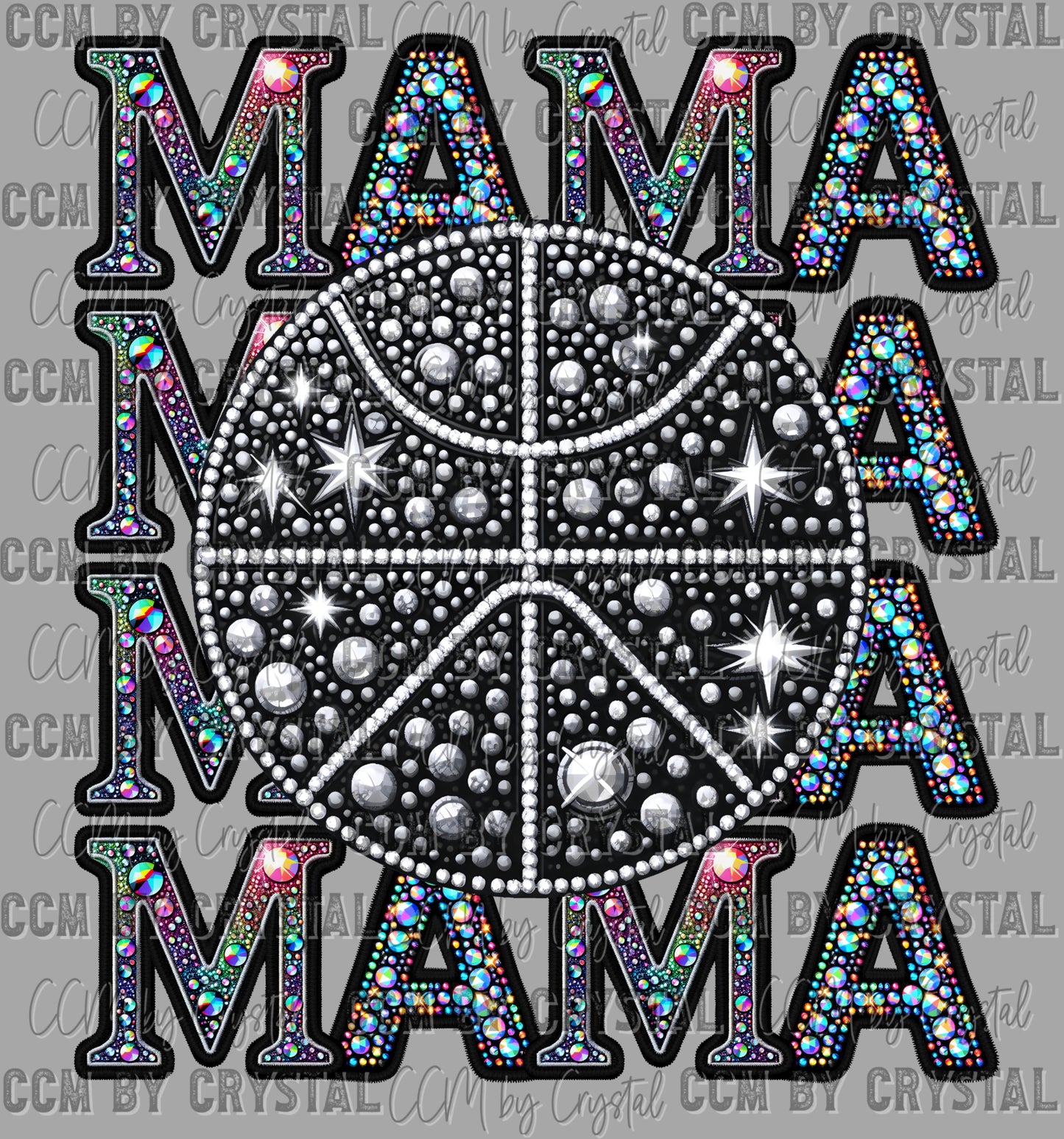 Basketball Mama Faux Rhinestones Ready to Press Transfer DTF Transfer Sublimation Transfer