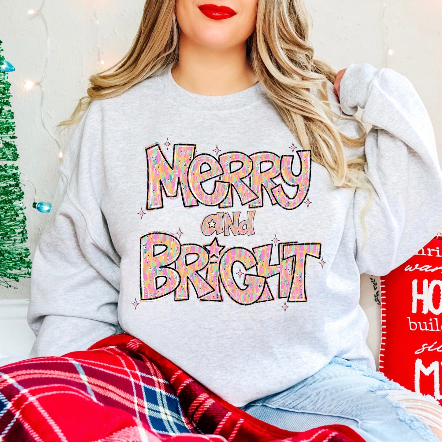 Merry and Bright Christmas Ready to Press Transfer DTF Transfer Sublimation Transfer