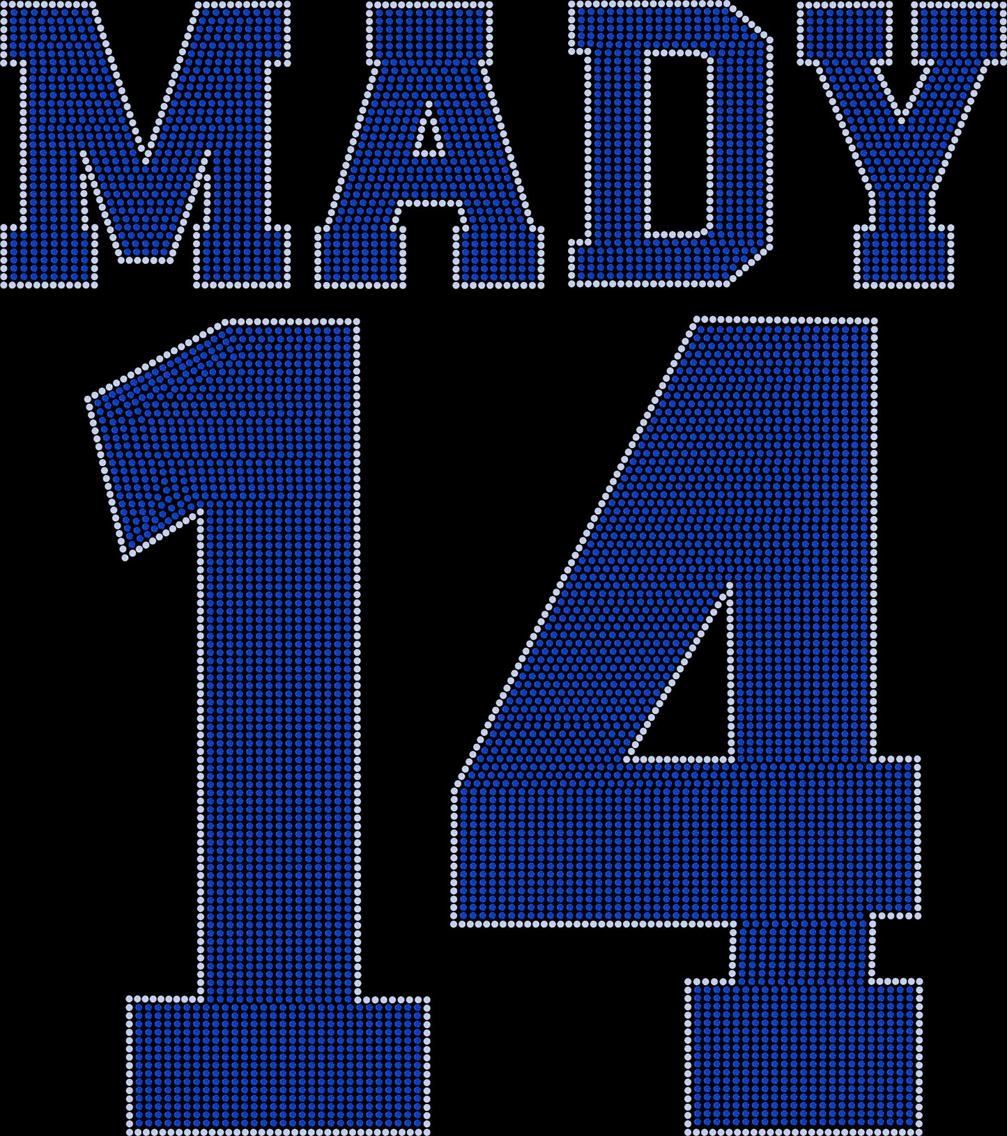 Custom Personalized Name and Number 2- Color Spangle Transfer