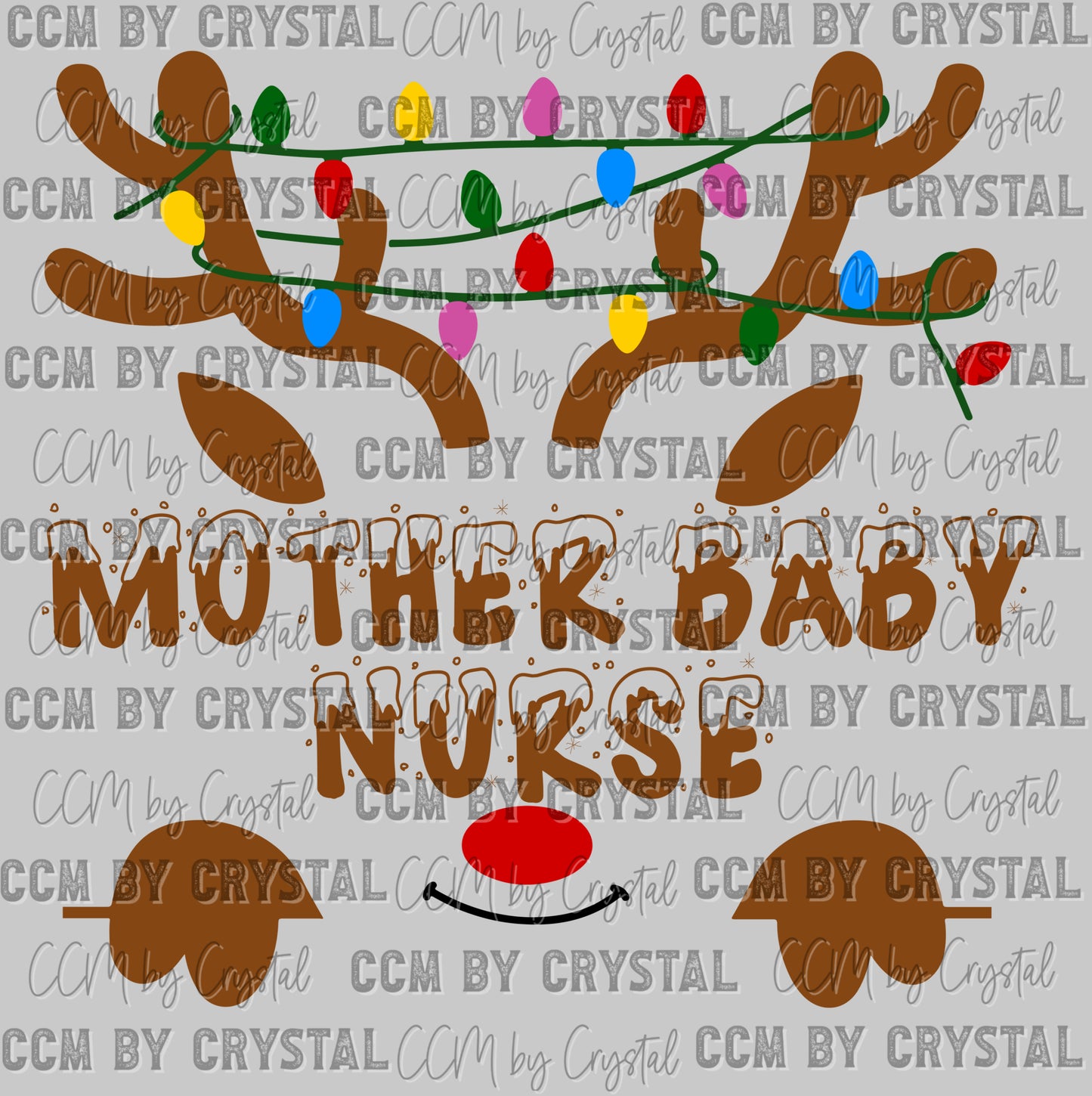 Christmas Reindeer Mother Baby Nurse MBU Ready to Press Transfer DTF Transfer Sublimation Transfer