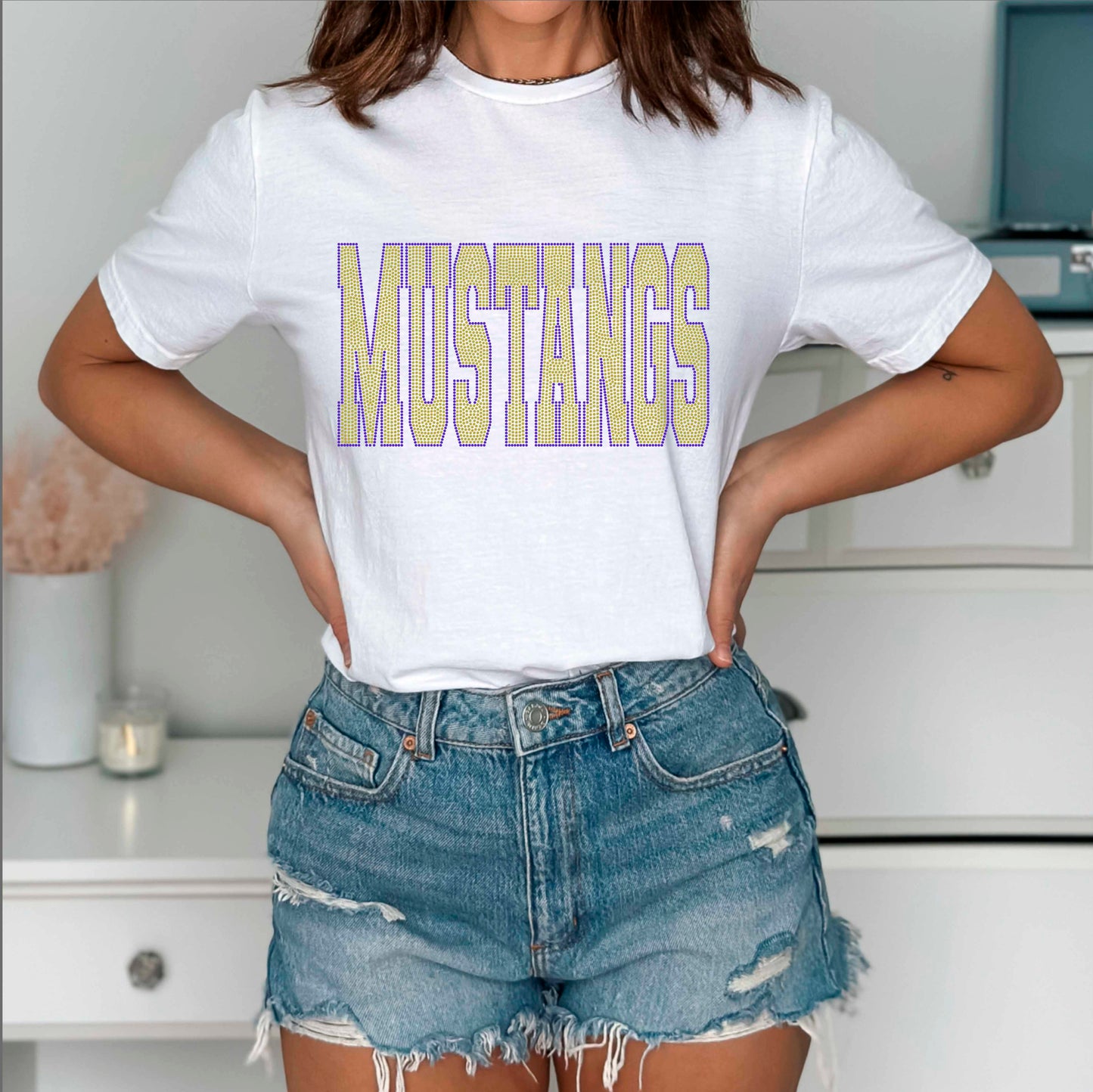 Mustangs 2-Color Approximately 11" wide Spangle Transfer