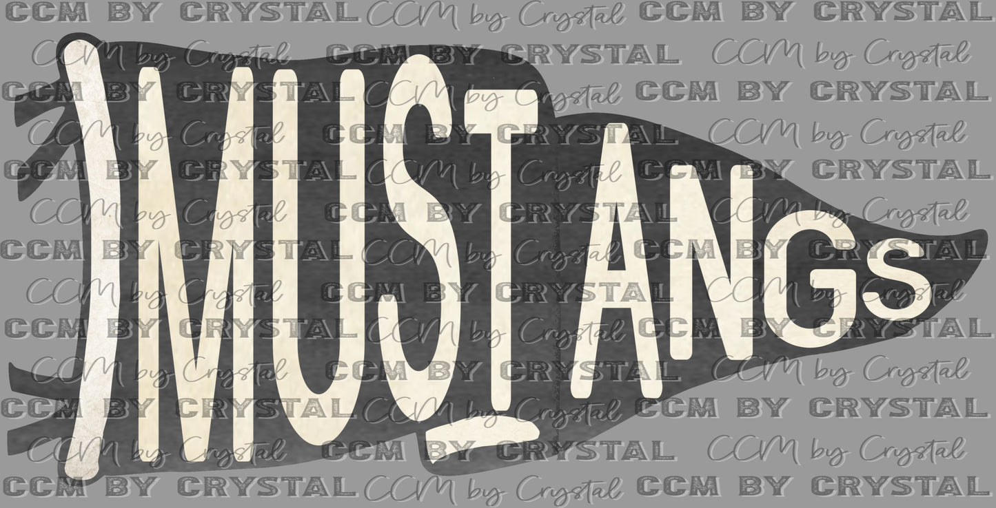 Mustangs Pennant Mascot Ready to Press Transfer DTF Transfer Sublimation Transfer