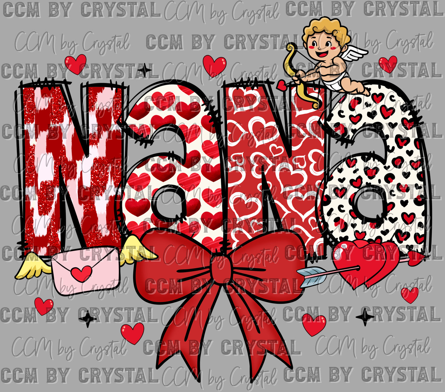 Nana Red Valentines Day Ready to Press Transfer DTF Transfer Sublimation Transfer