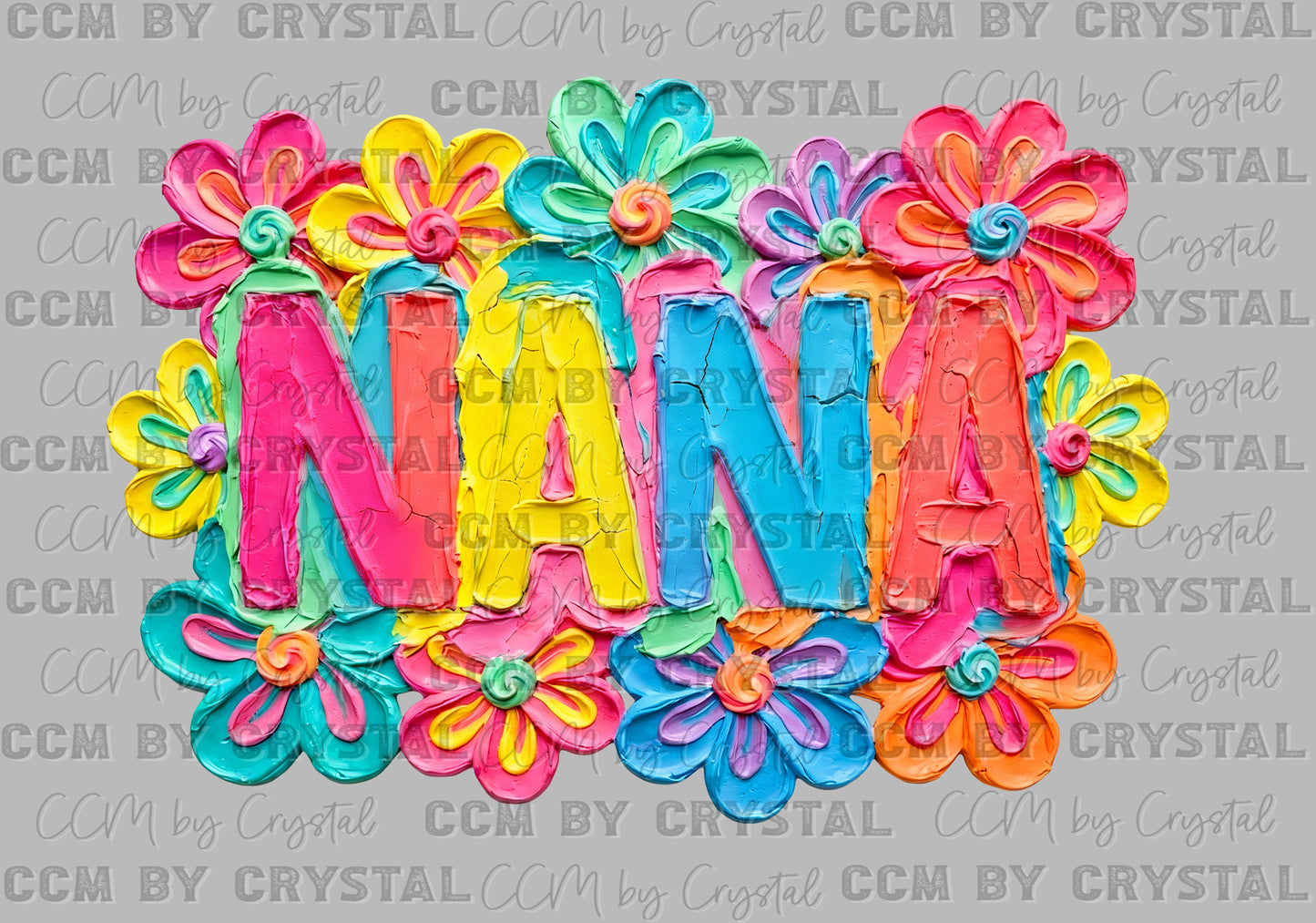 Nana faux fake Texture Floral DTF Transfer Sublimation Transfer