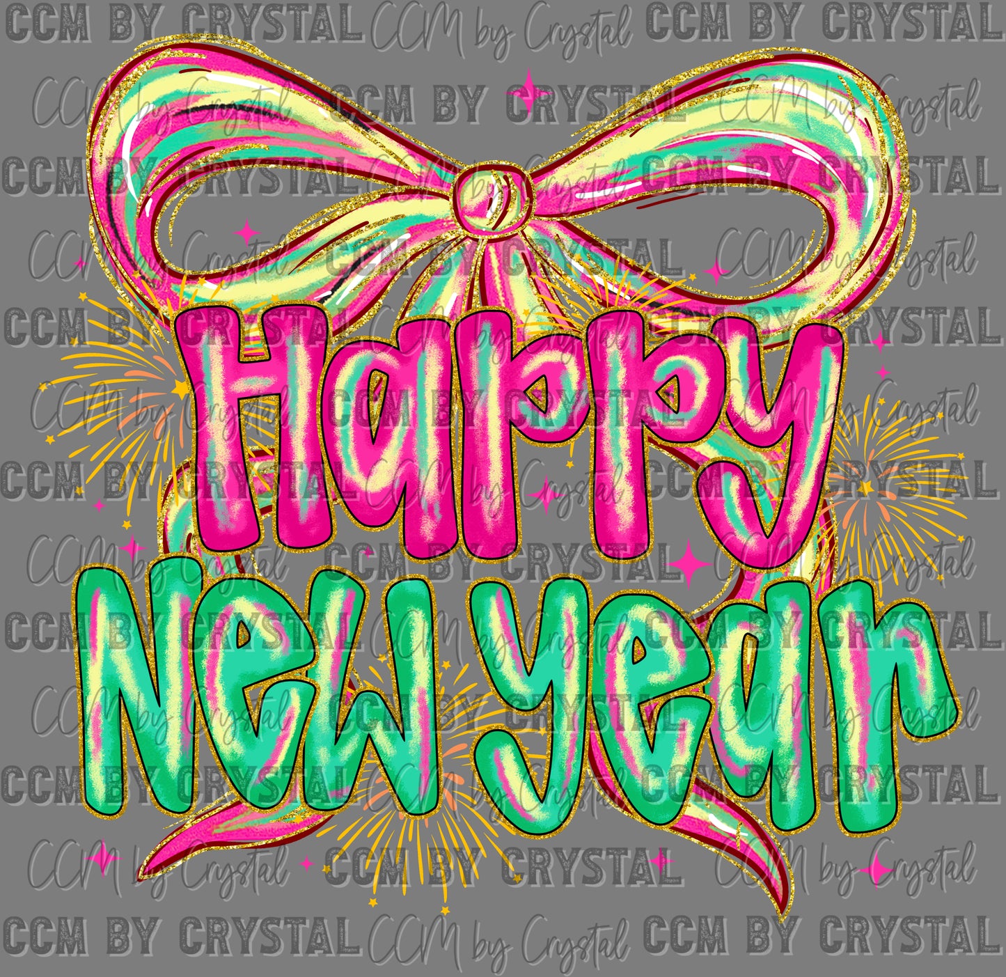 Happy New Year Girly Ready to Press Transfer DTF Transfer Sublimation Transfer