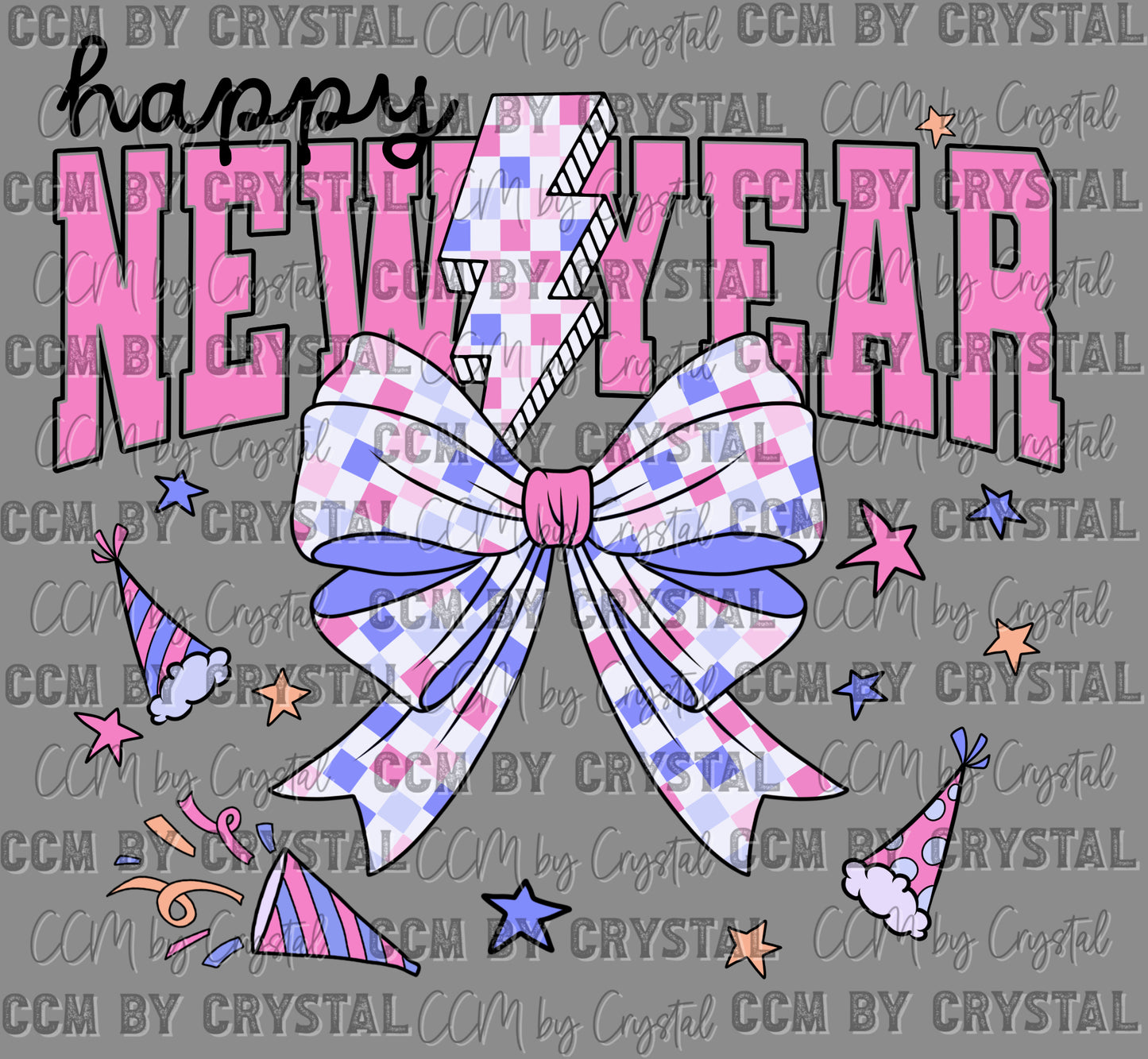 Happy New Year Ready to Press Transfer DTF Transfer Sublimation Transfer