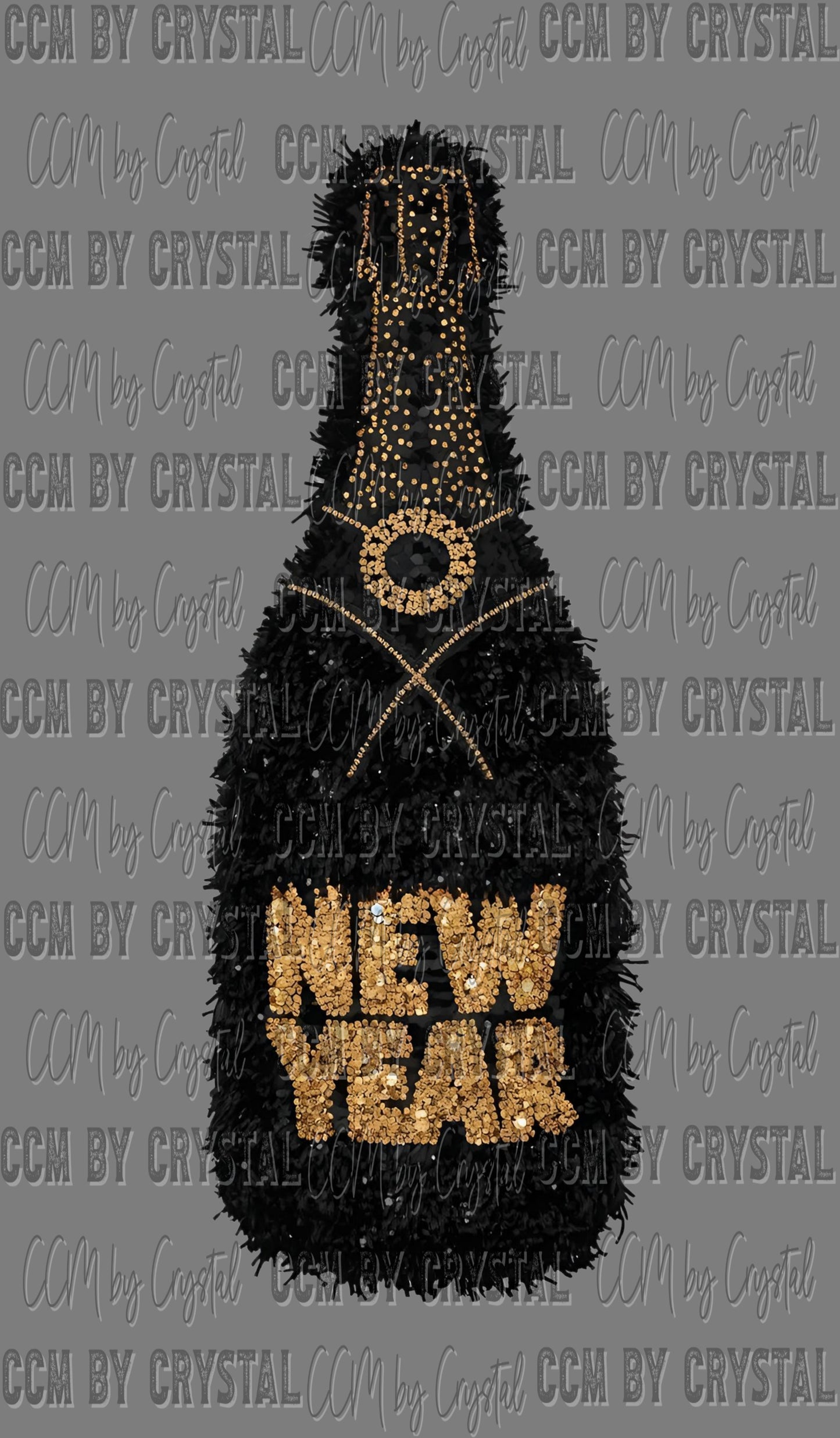 New Year Faux Fur Champagne Ready to Press Instant Peel DTF Transfers Sublimation Transfers