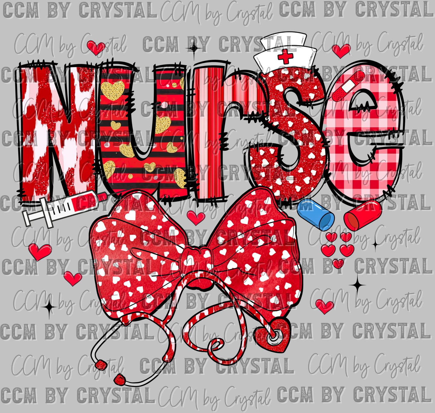 Valentines Day Nurse Ready to Press Transfer DTF Transfer Sublimation Transfer