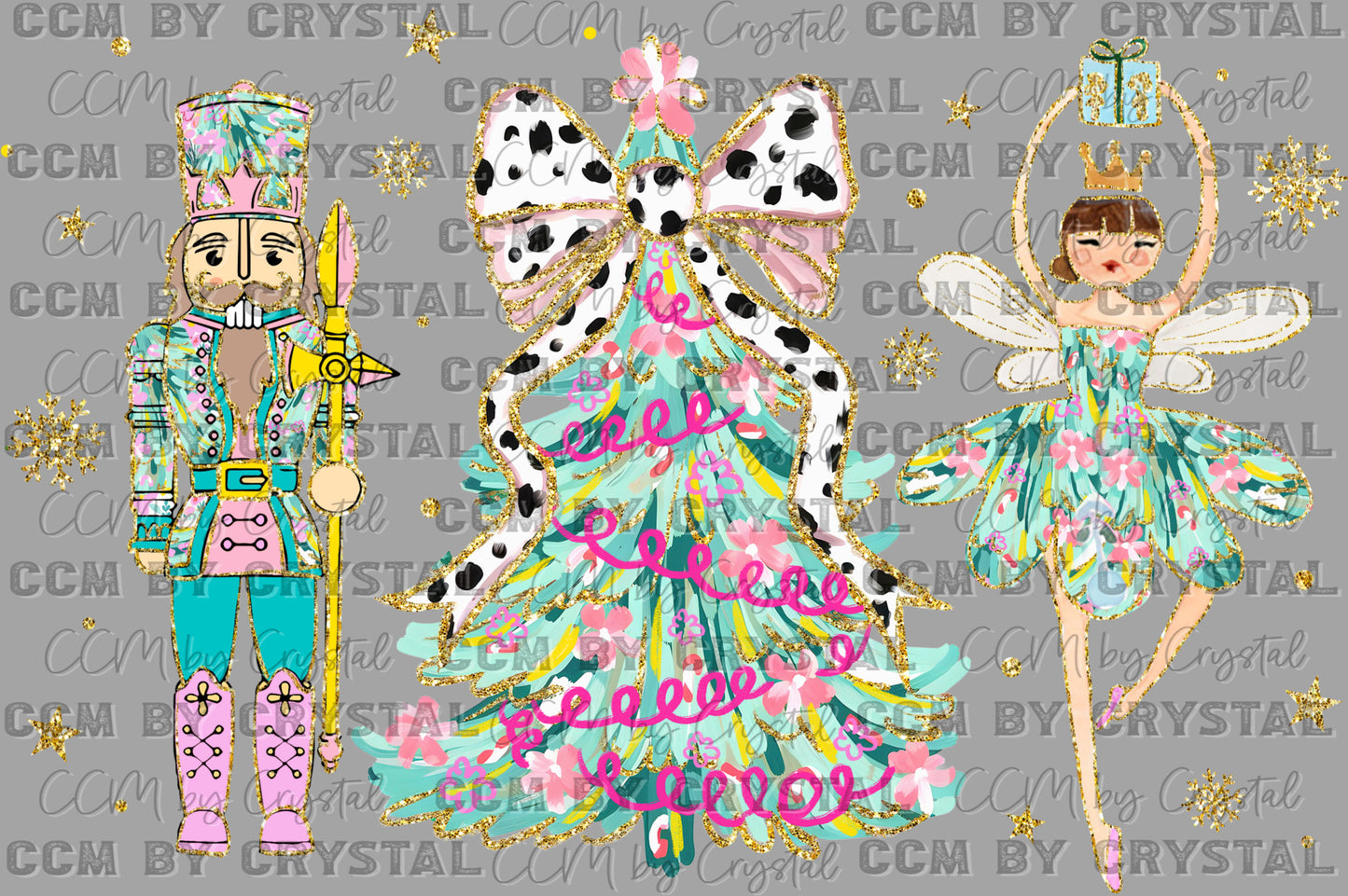 Nutcrackers Ballerinas Christmas Trees Ready to Press Transfer DTF Transfer Sublimation Transfer